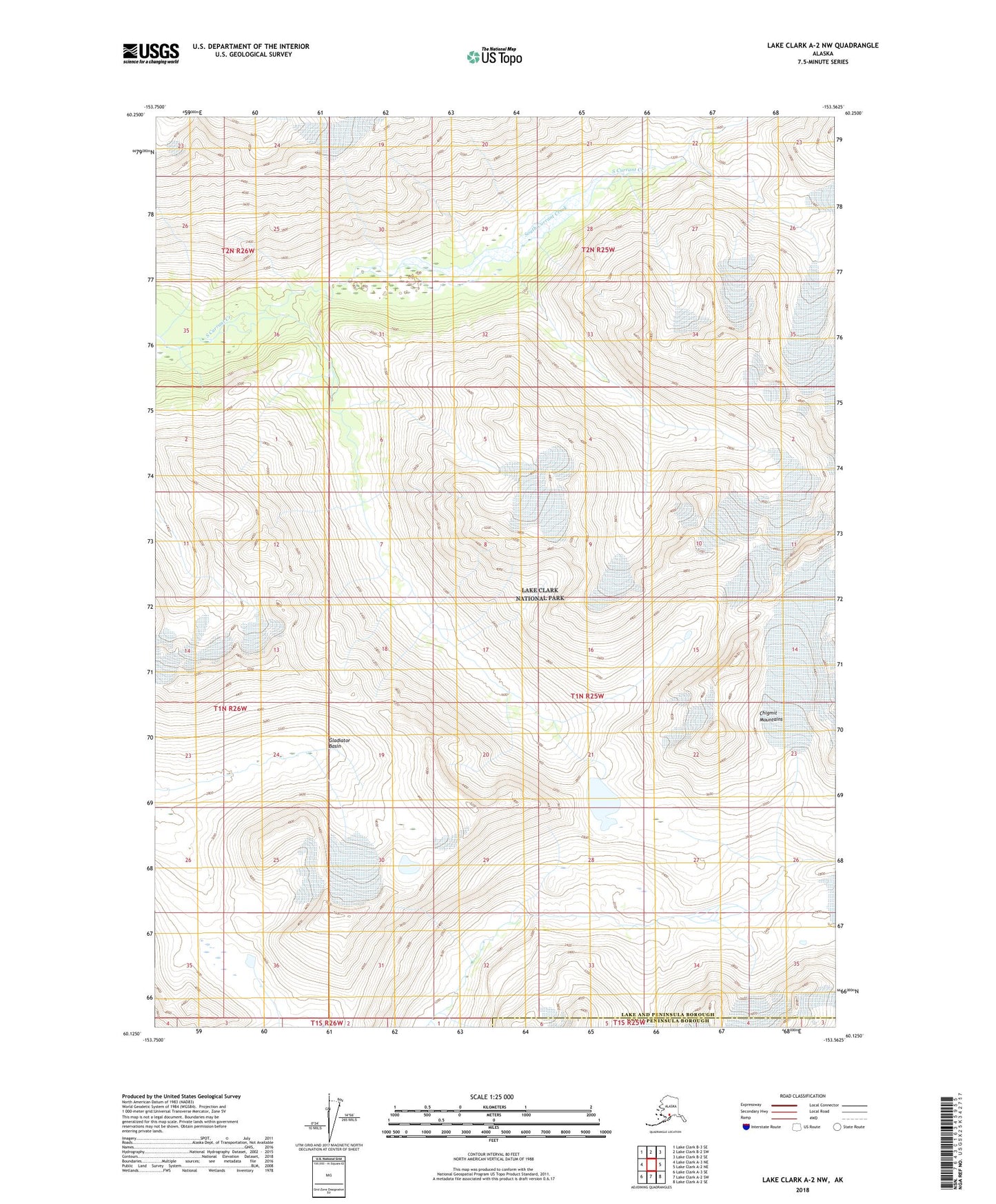 Lake Clark A-2 NW Alaska US Topo Map Image