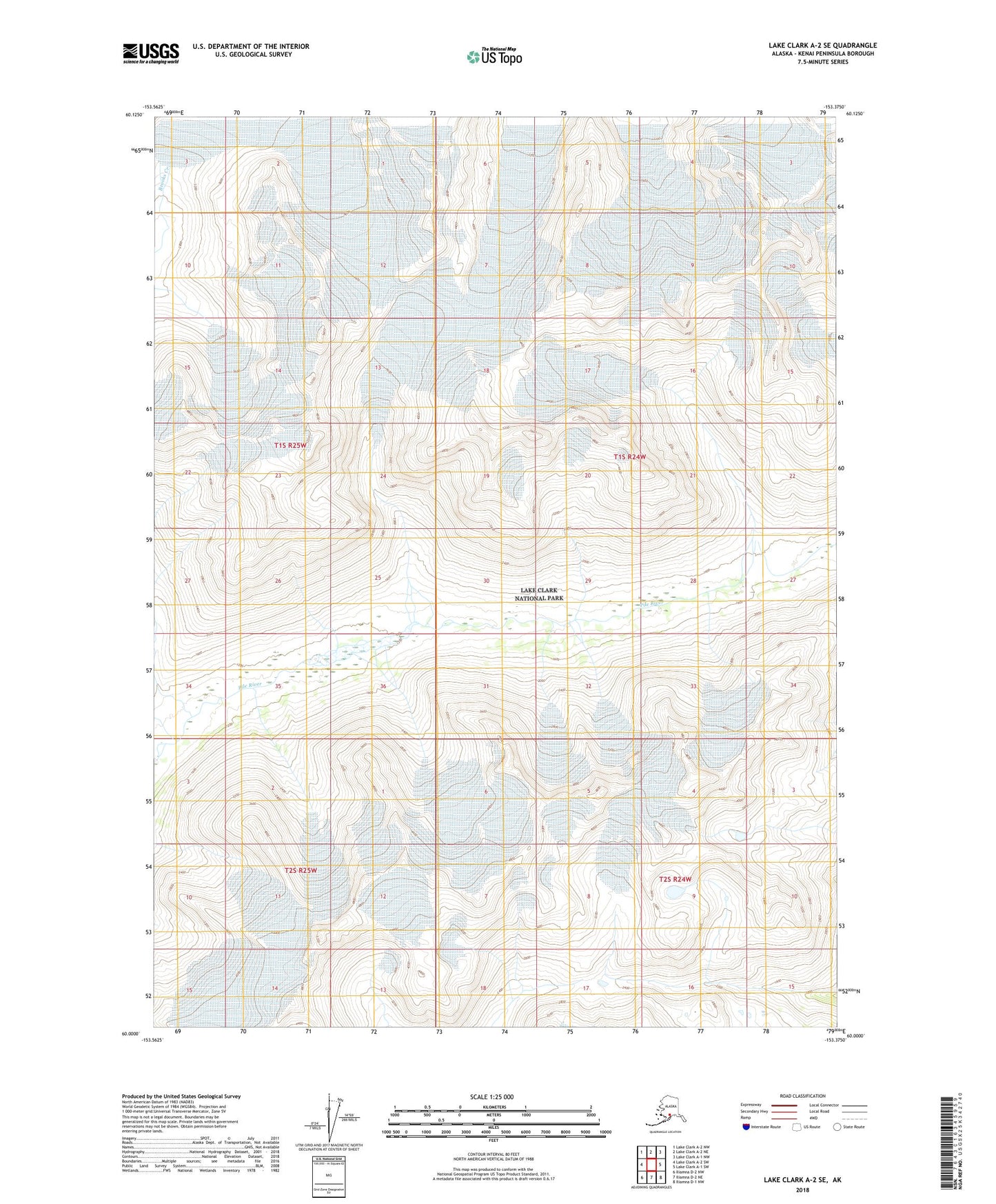 Lake Clark A-2 SE Alaska US Topo Map Image