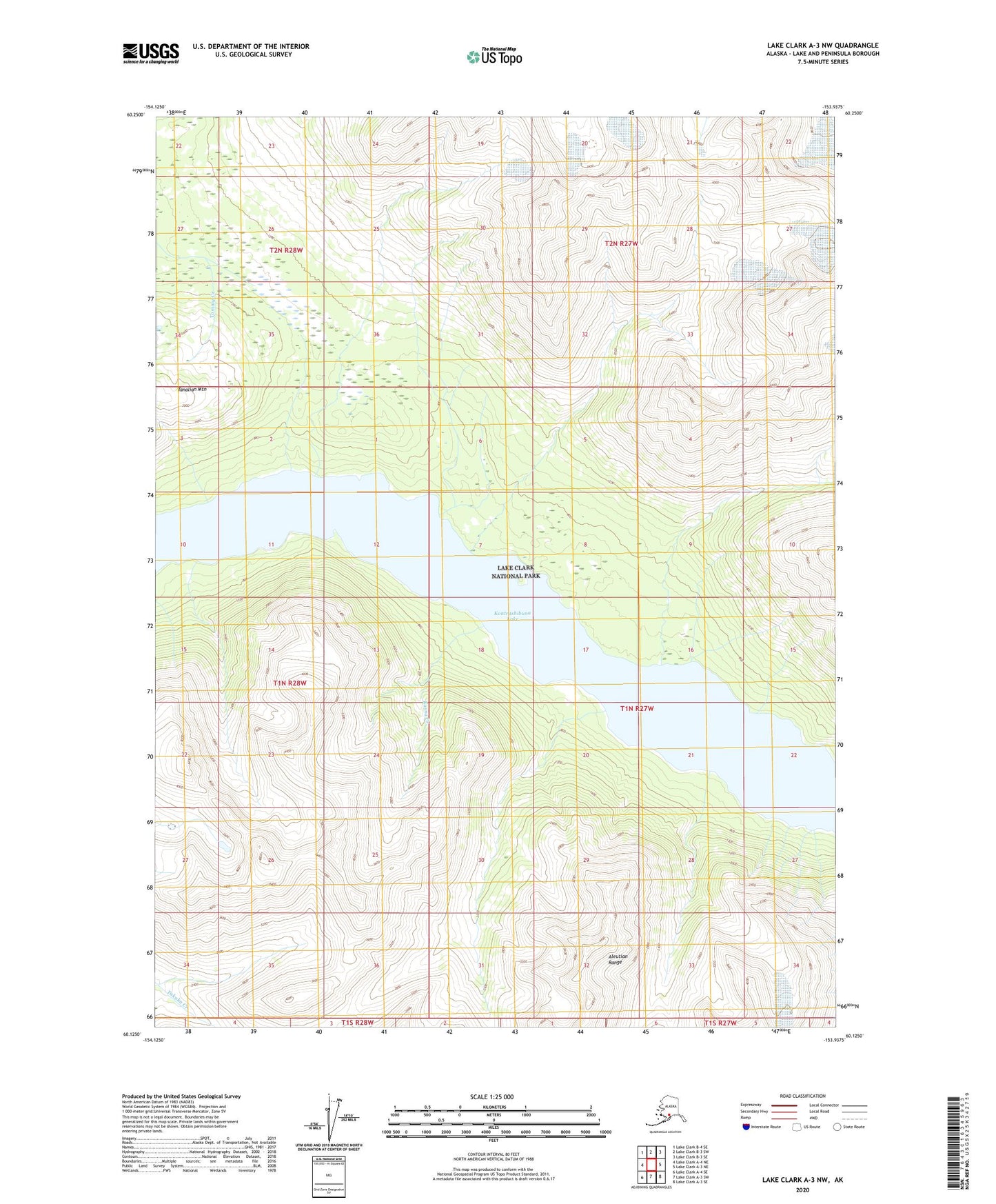 Lake Clark A-3 NW Alaska US Topo Map Image