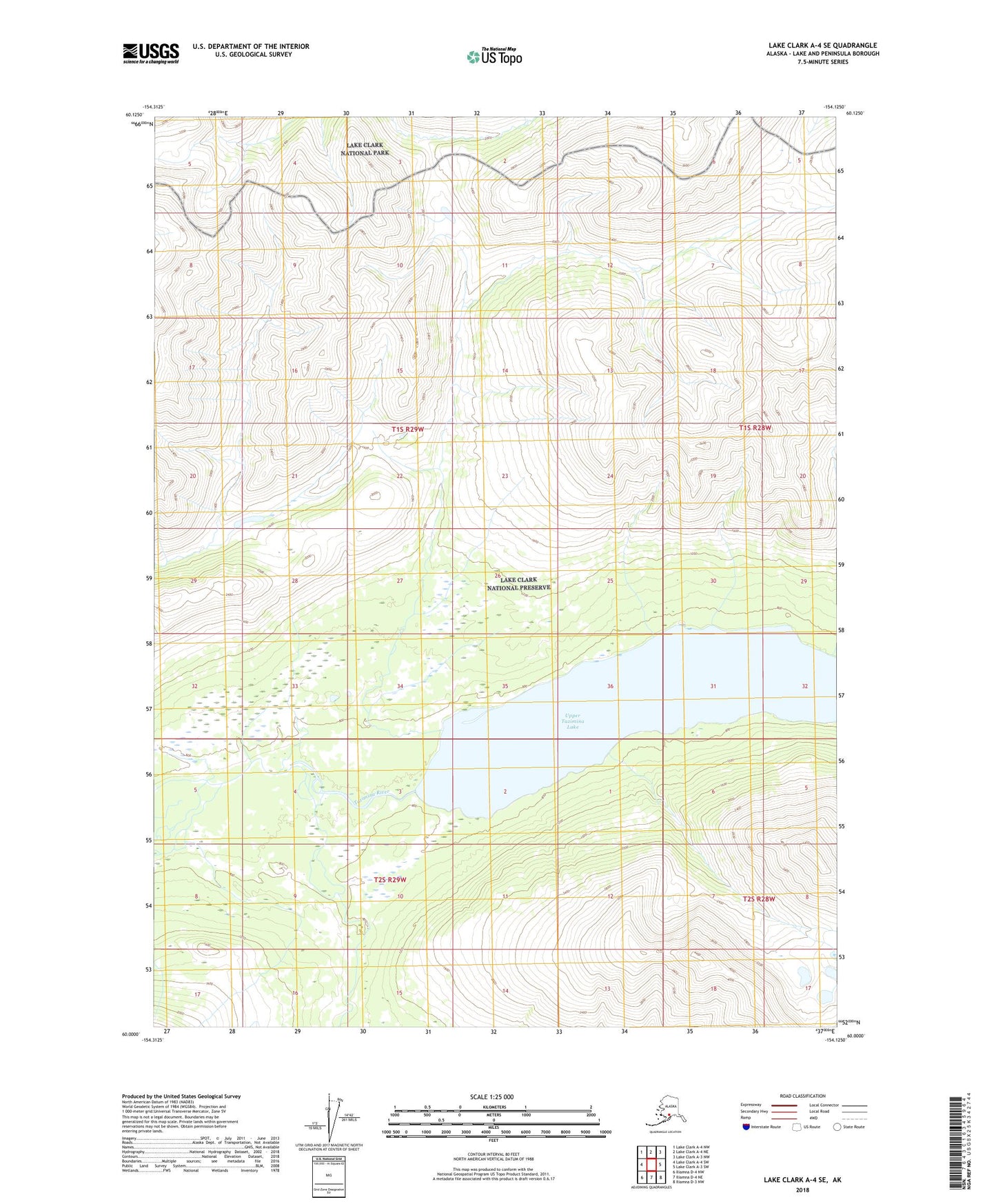 Lake Clark A-4 SE Alaska US Topo Map Image