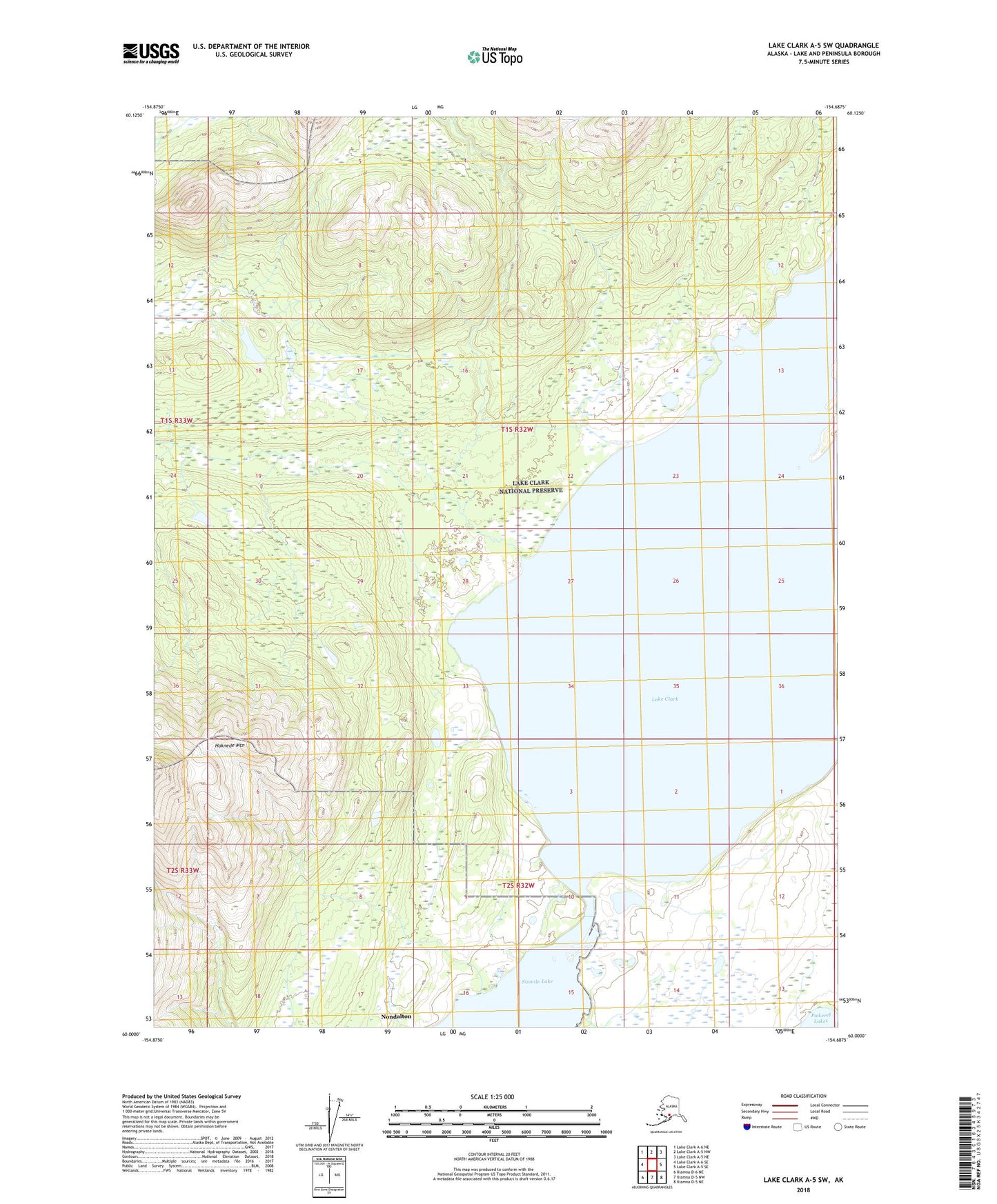 Lake Clark A-5 SW Alaska US Topo Map Image