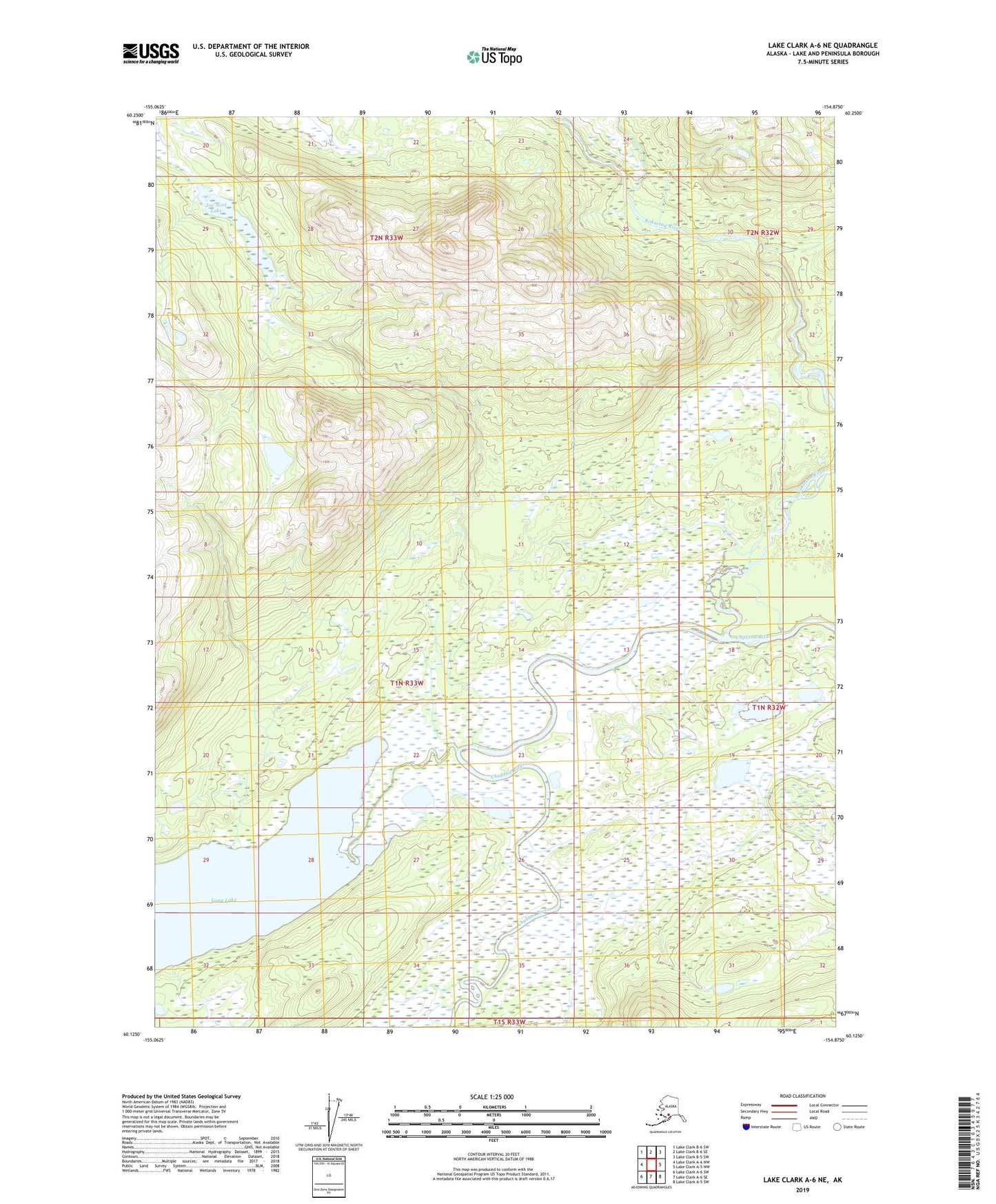 Lake Clark A-6 NE Alaska US Topo Map Image