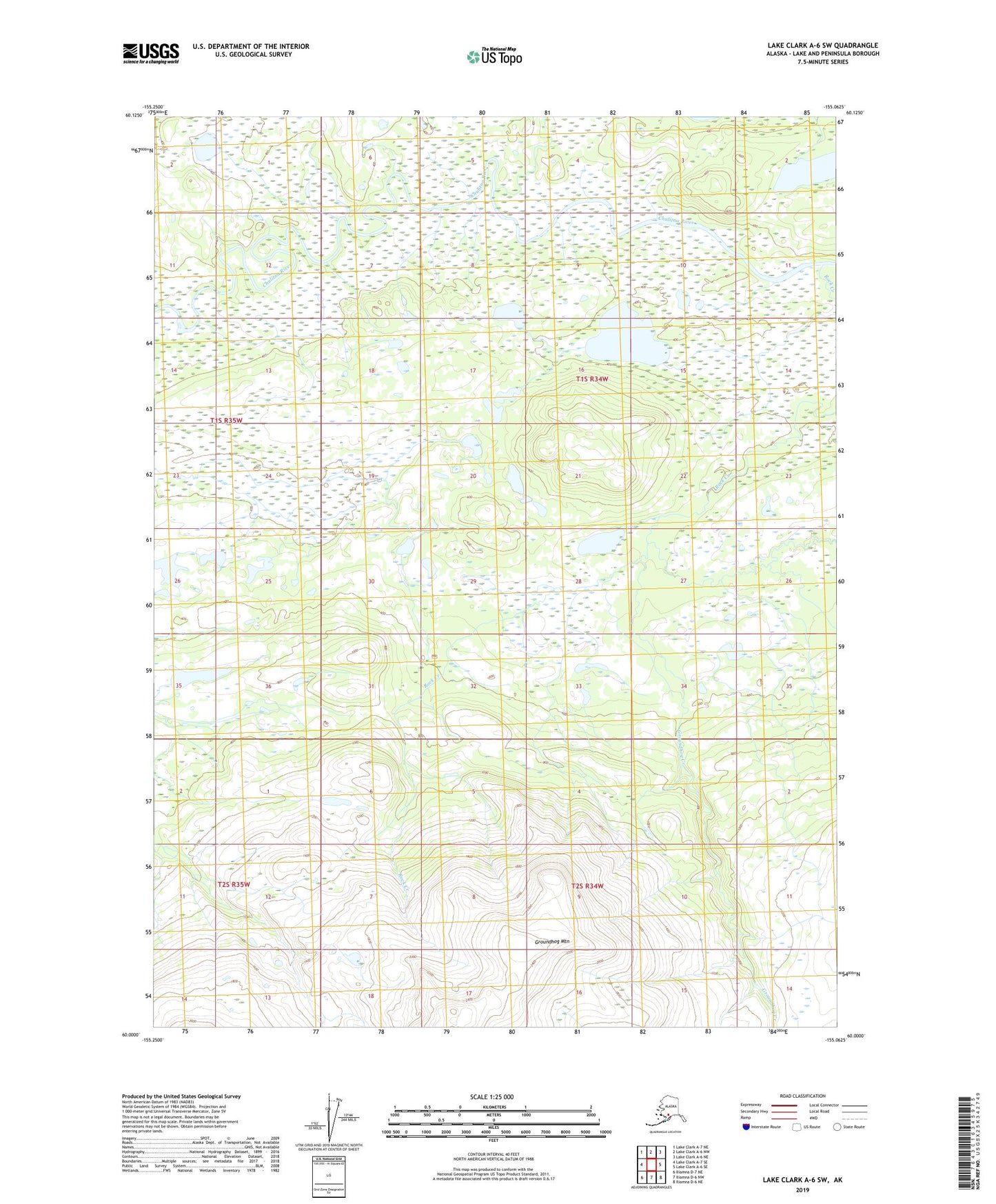 Lake Clark A-6 SW Alaska US Topo Map Image