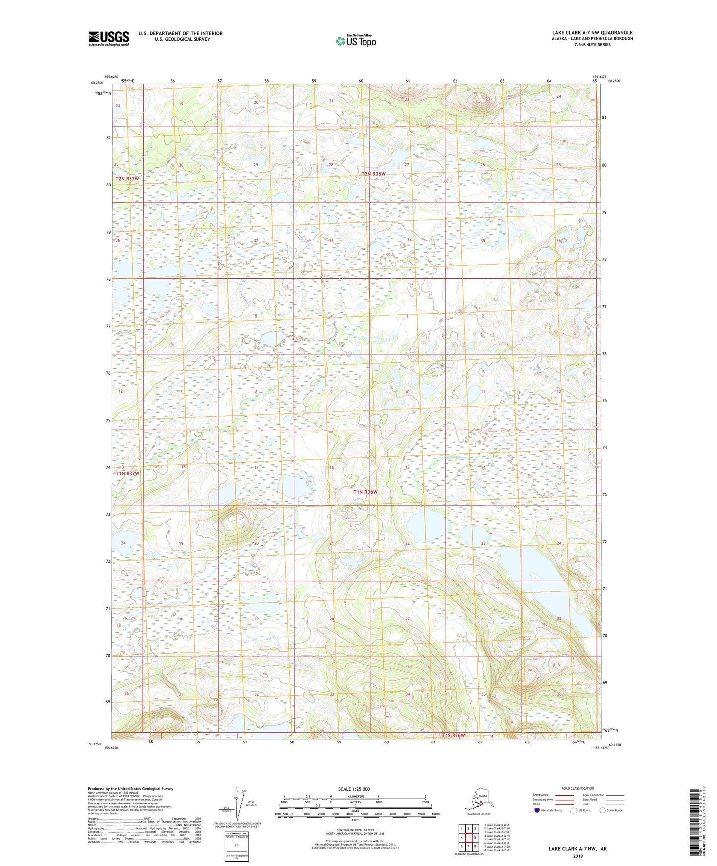 Lake Clark A-7 NW Alaska US Topo Map Image