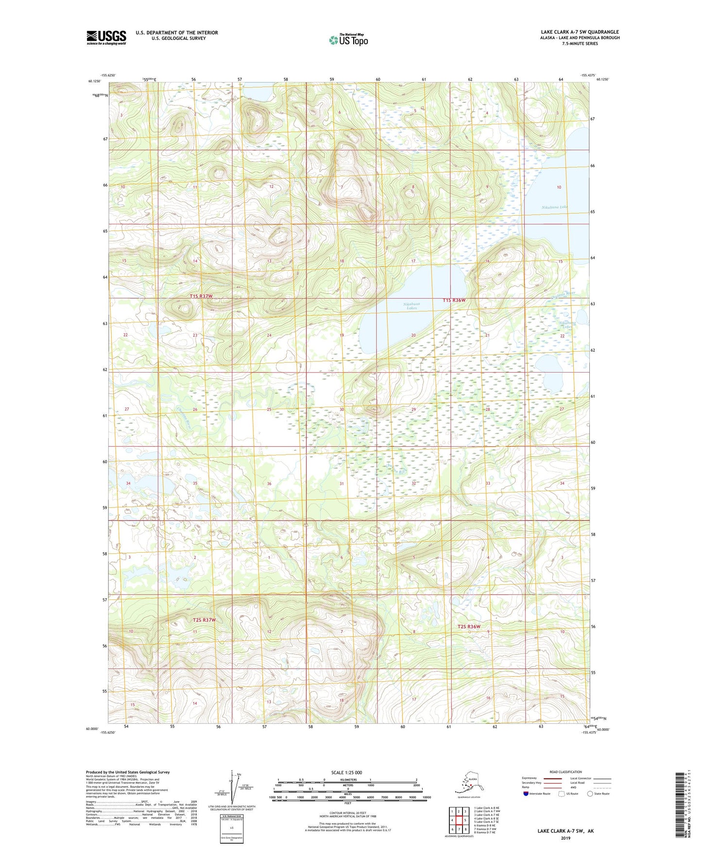 Lake Clark A-7 SW Alaska US Topo Map Image