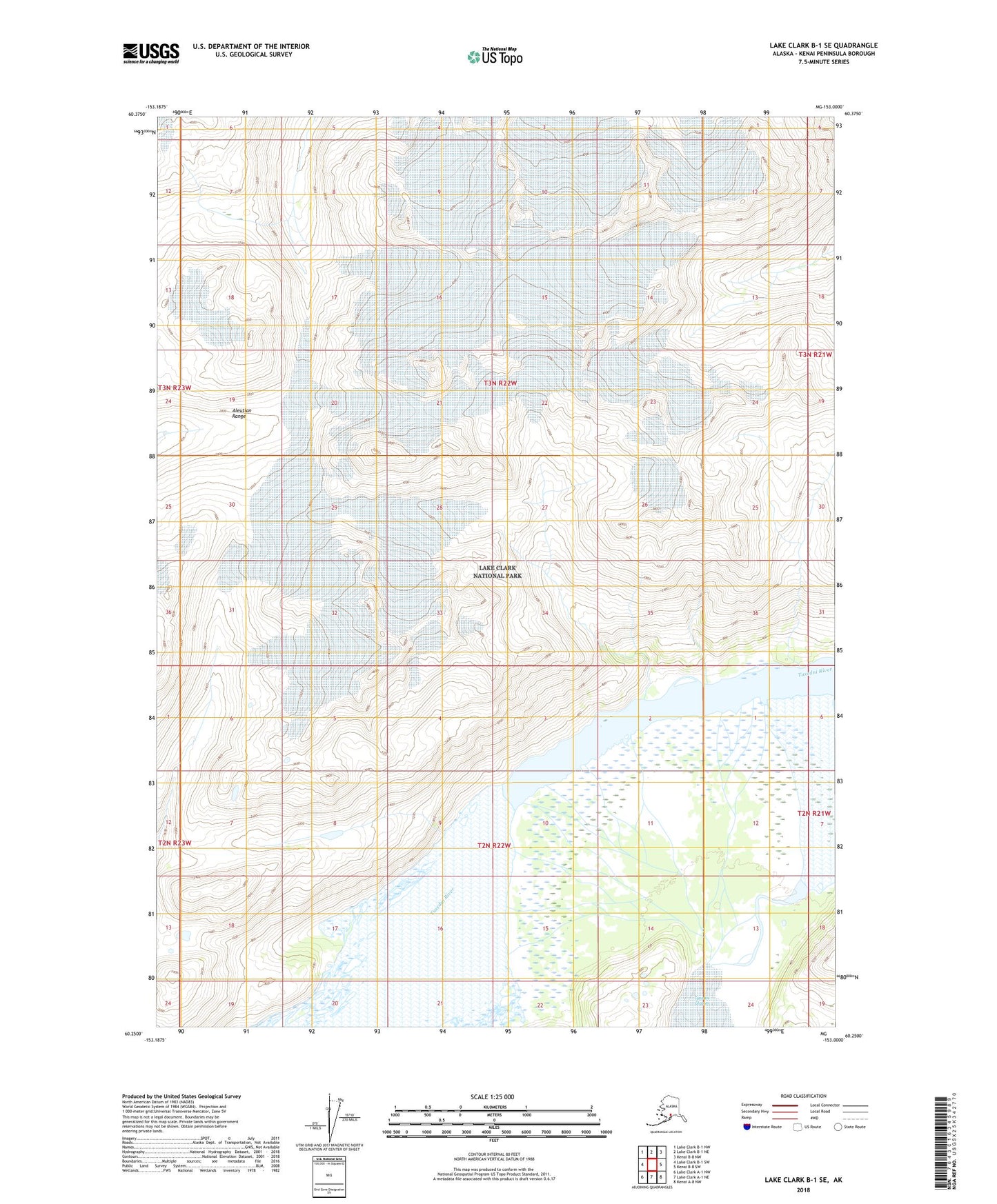 Lake Clark B-1 SE Alaska US Topo Map Image
