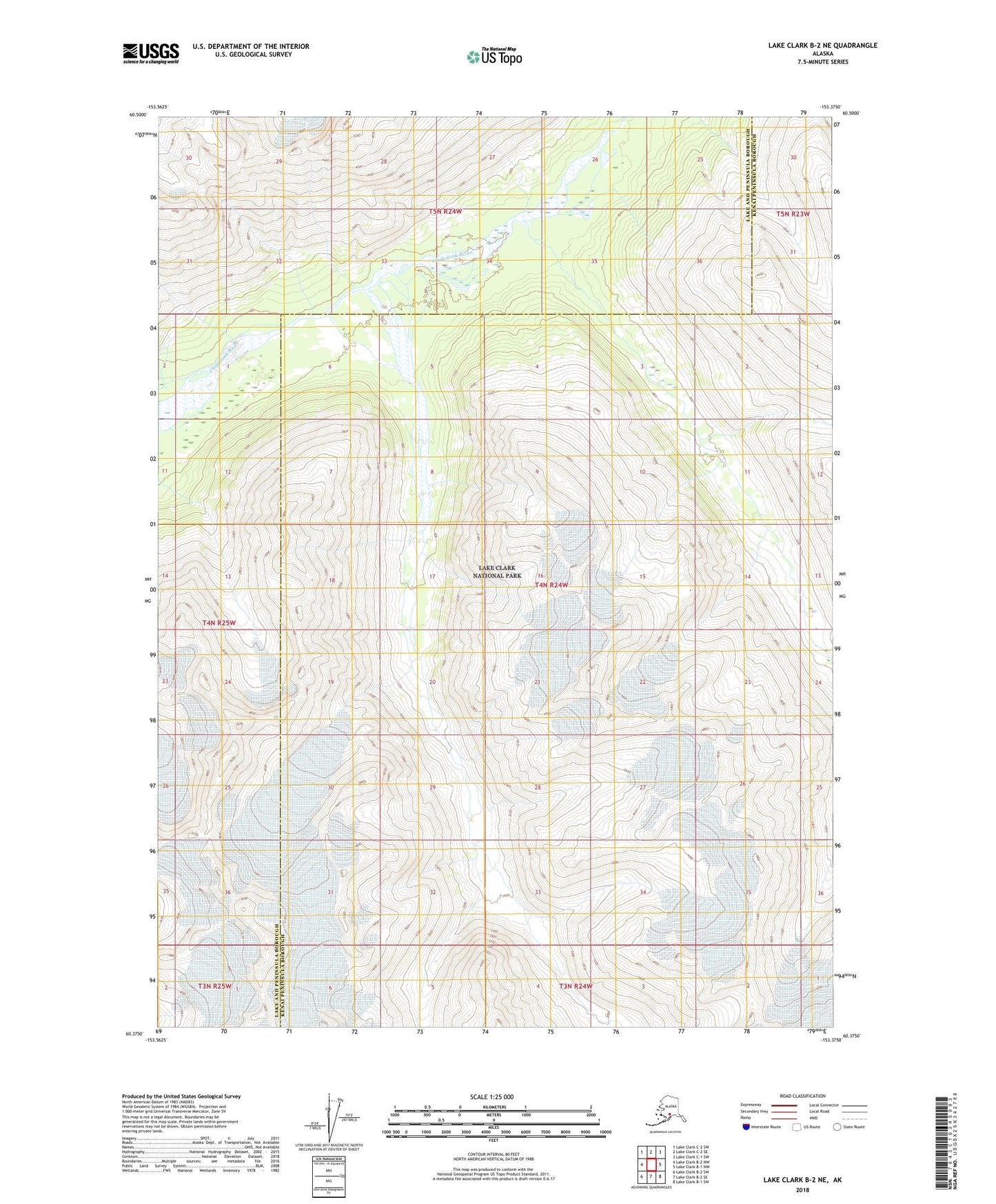 Lake Clark B-2 NE Alaska US Topo Map Image