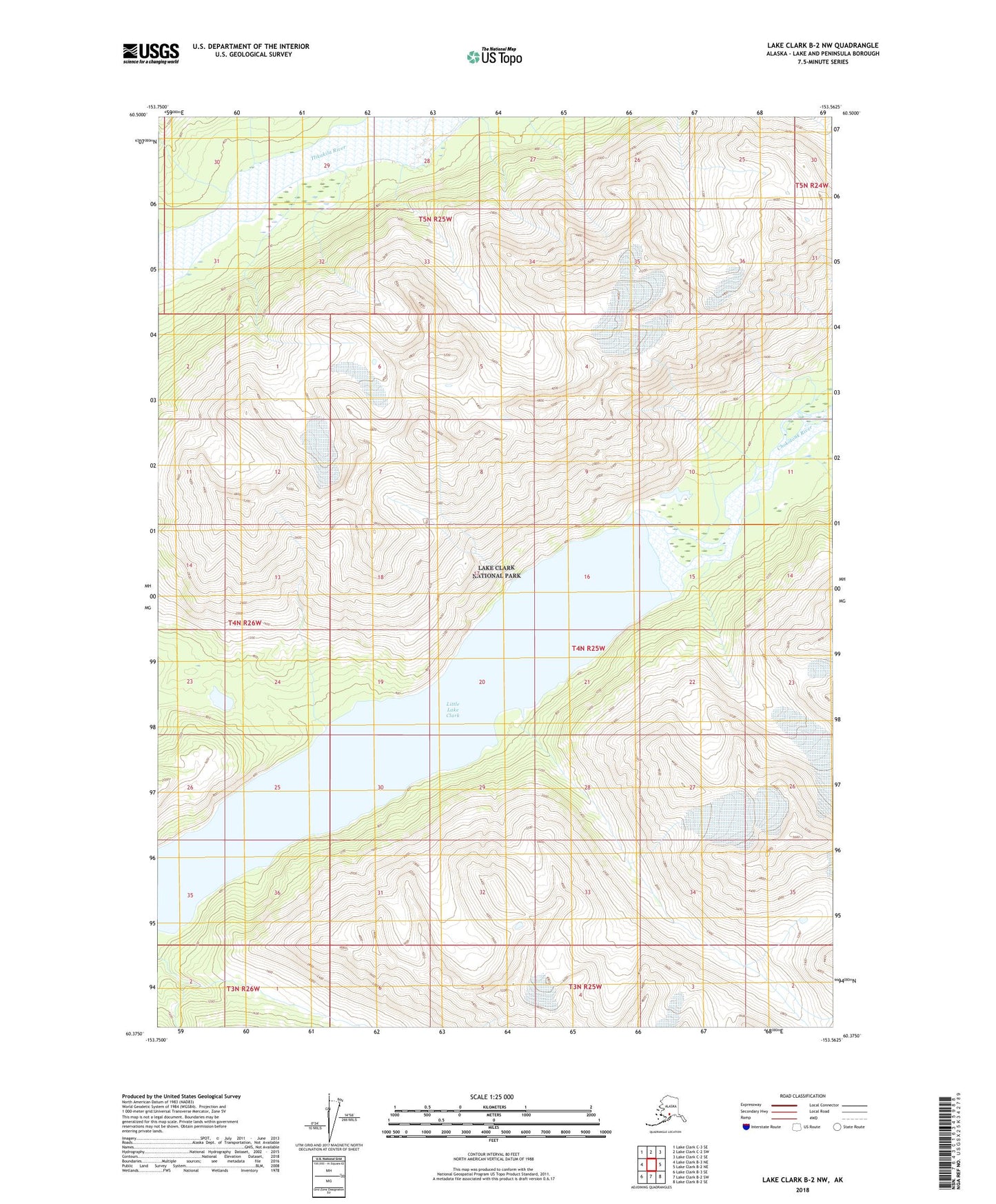 Lake Clark B-2 NW Alaska US Topo Map Image