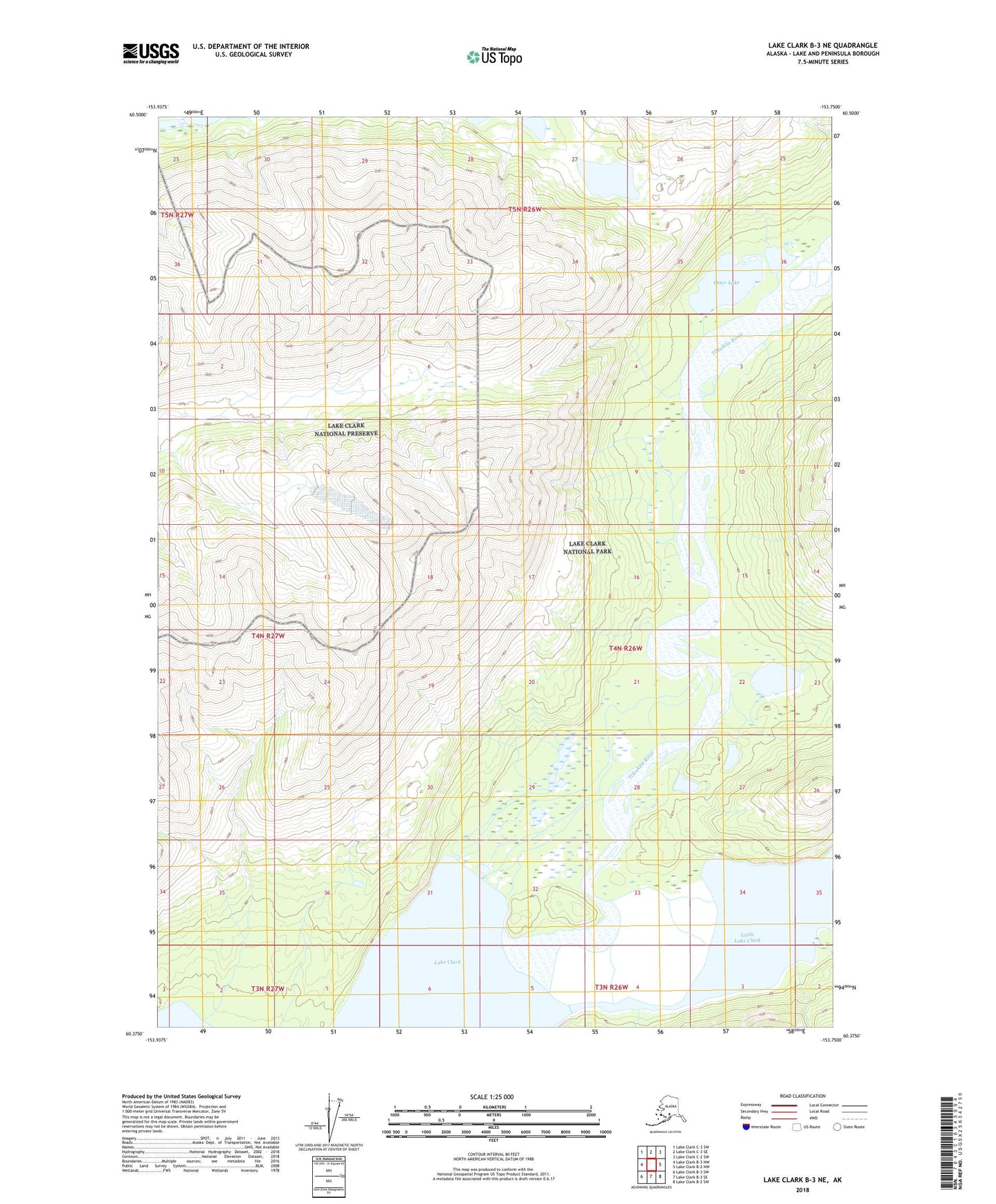Lake Clark B-3 NE Alaska US Topo Map Image