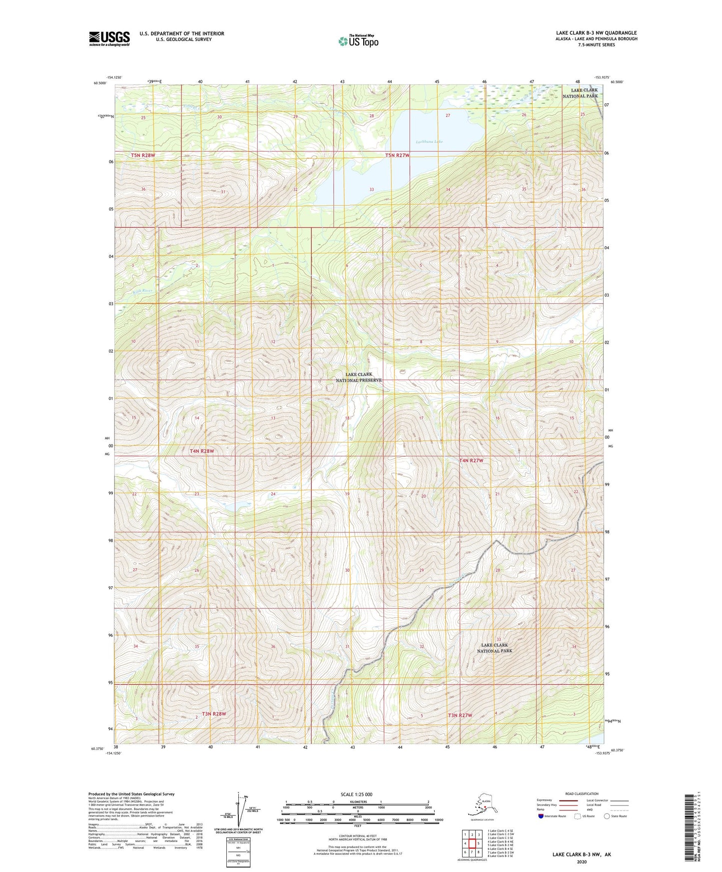 Lake Clark B-3 NW Alaska US Topo Map Image