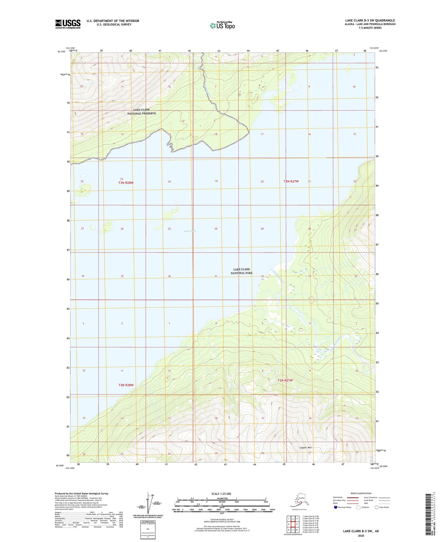 Lake Clark B-3 SW Alaska US Topo Map Image