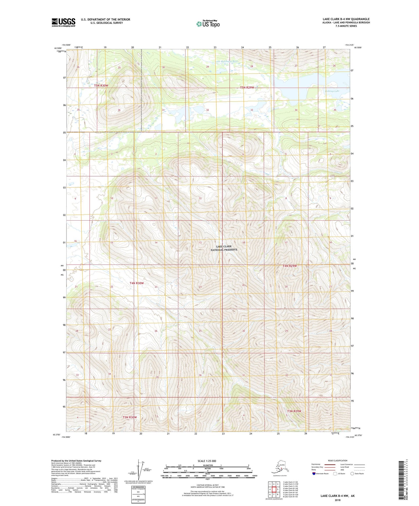 Lake Clark B-4 NW Alaska US Topo Map Image