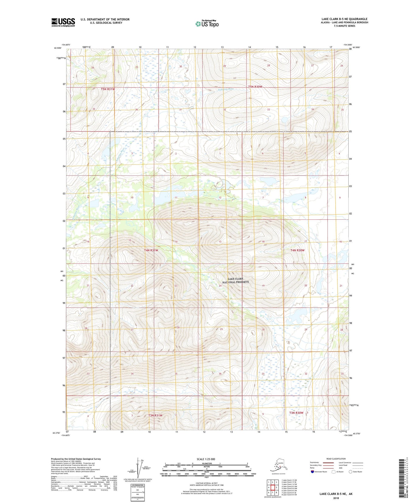 Lake Clark B-5 NE Alaska US Topo Map Image