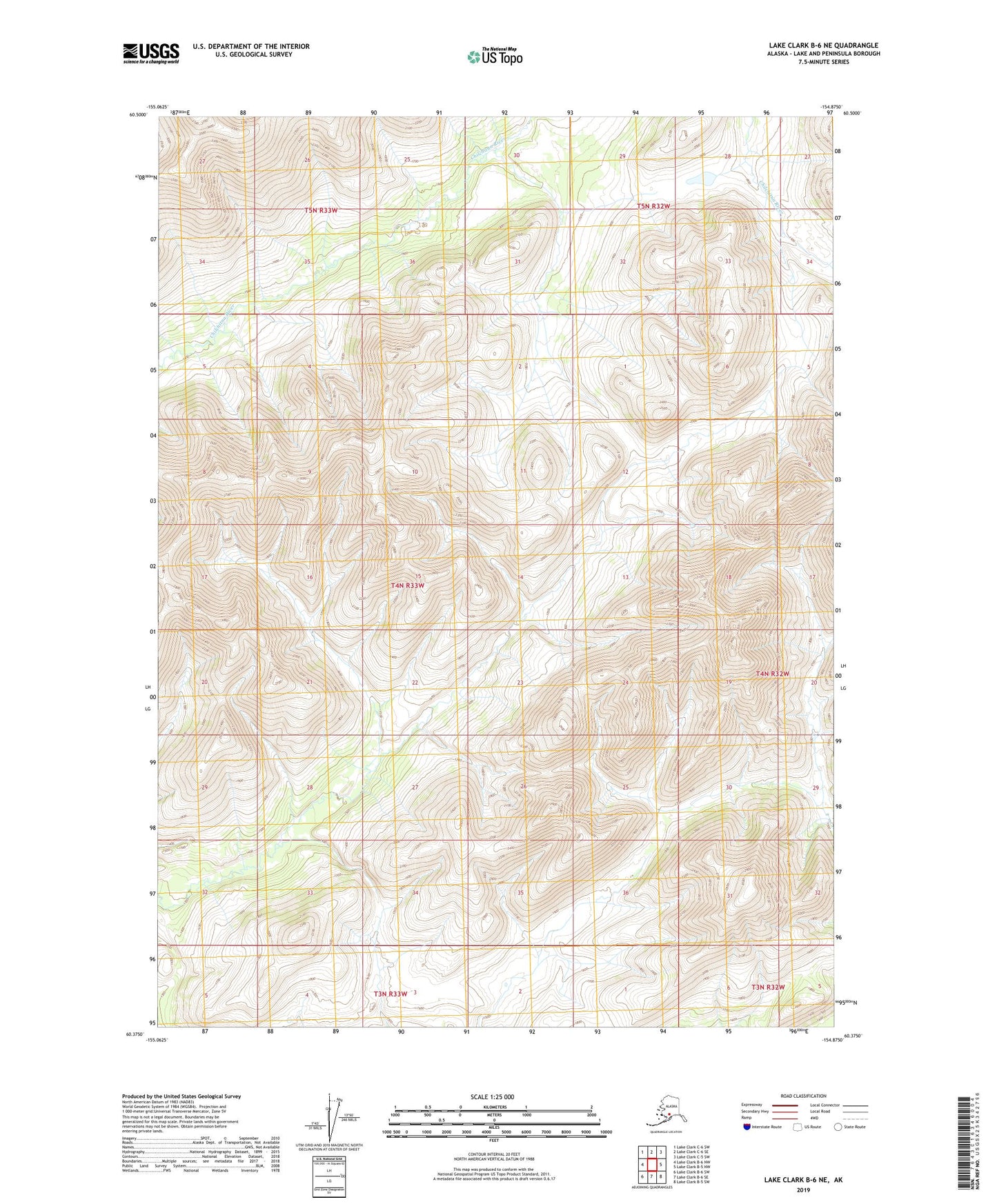 Lake Clark B-6 NE Alaska US Topo Map Image
