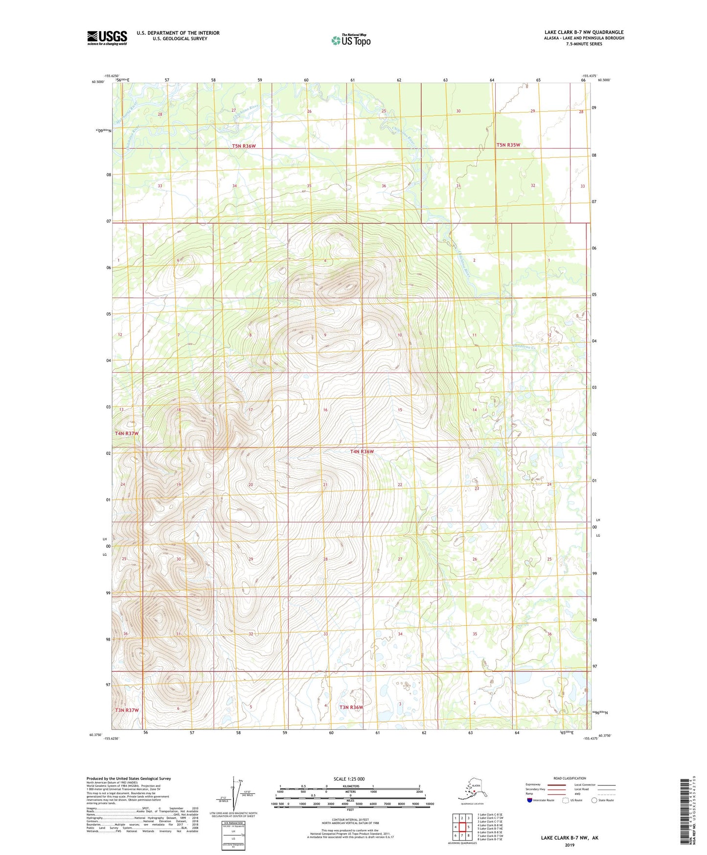 Lake Clark B-7 NW Alaska US Topo Map Image