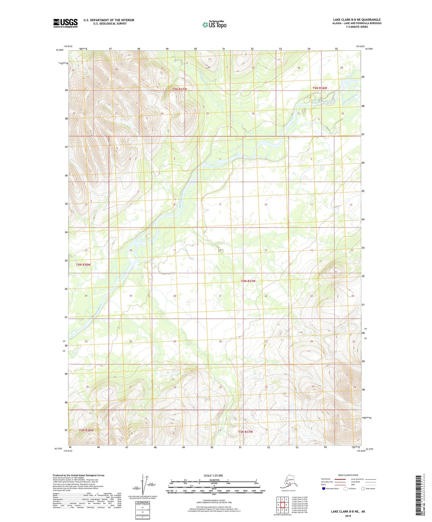 Lake Clark B-8 NE Alaska US Topo Map Image