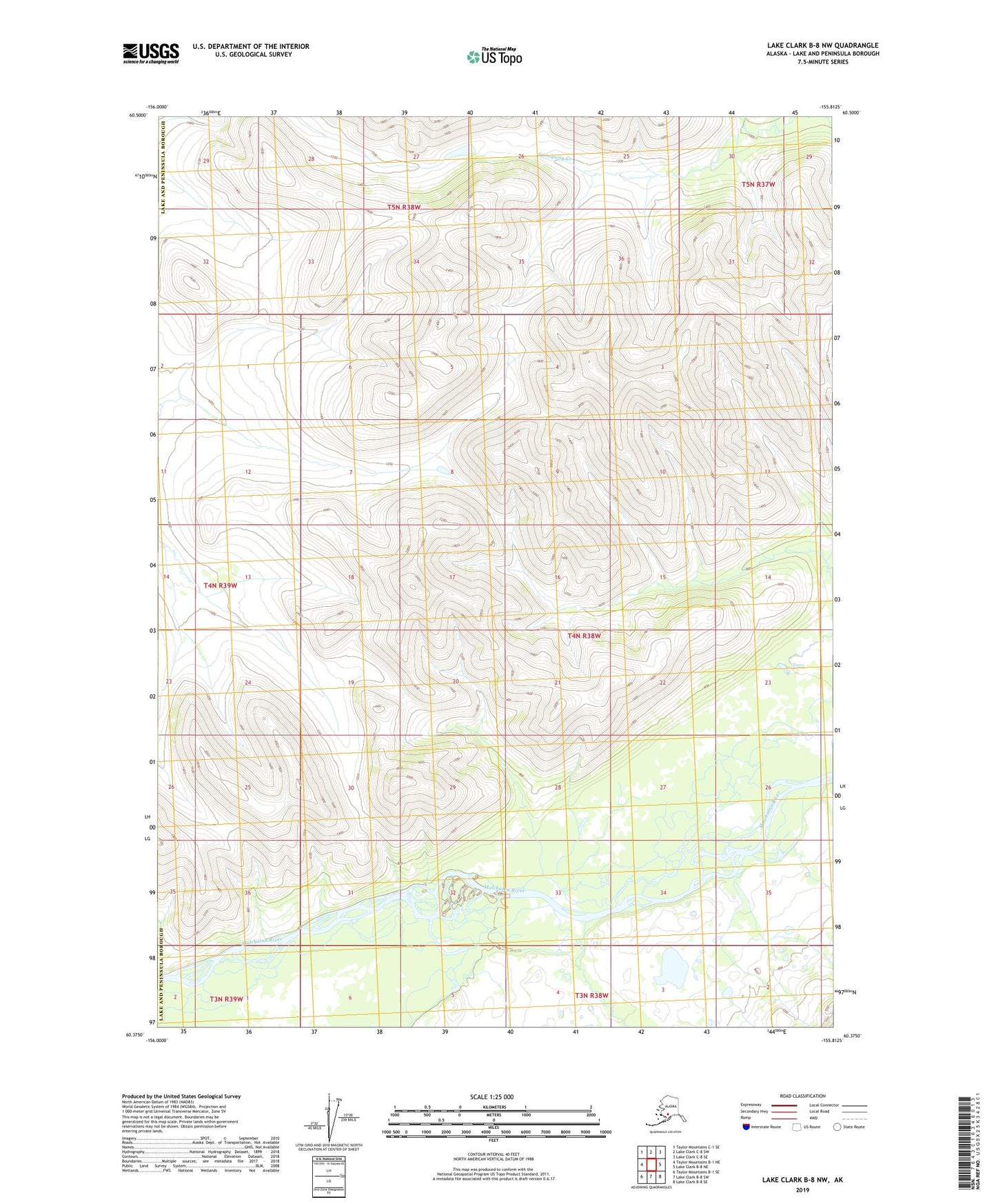 Lake Clark B-8 NW Alaska US Topo Map Image