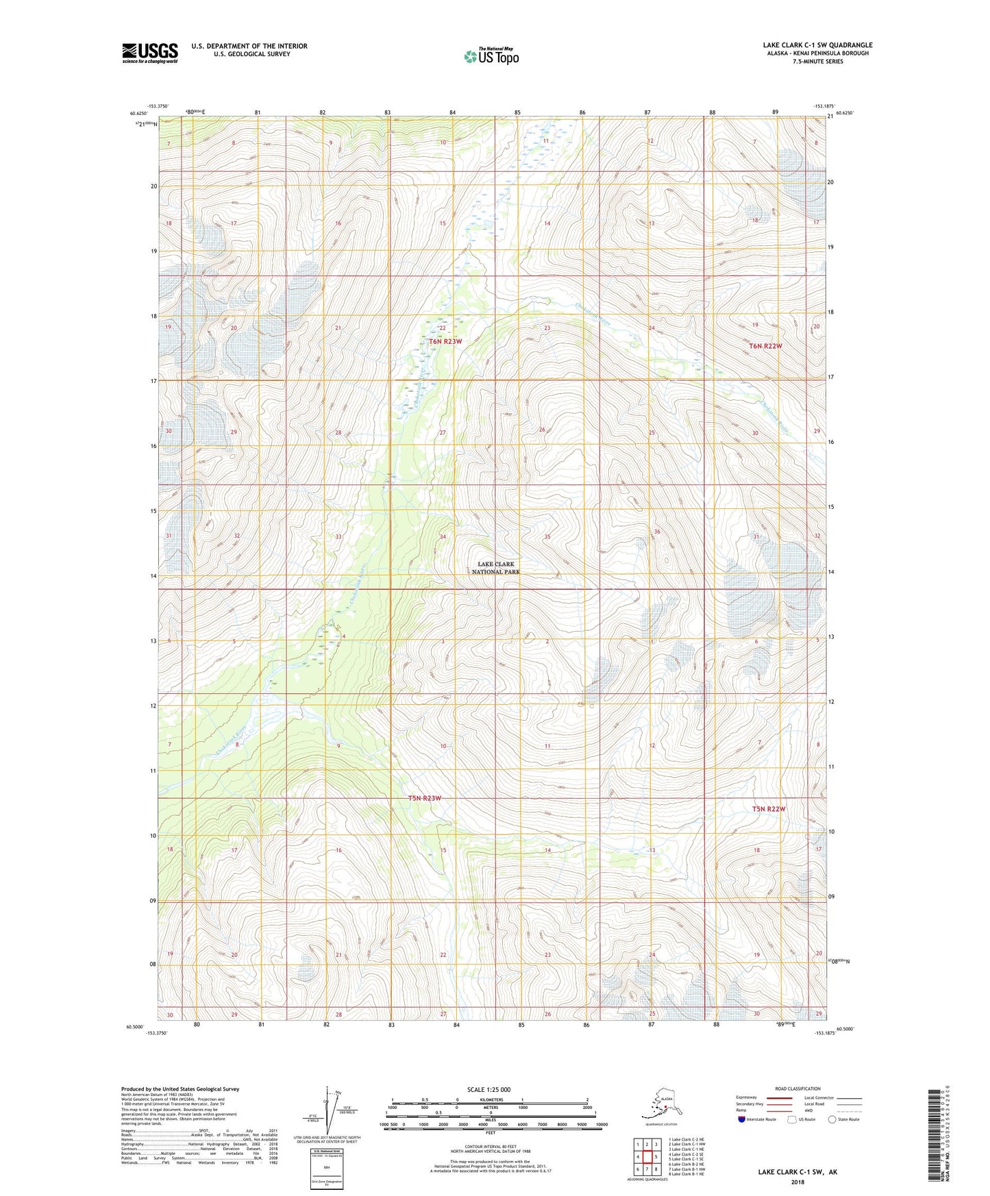 Lake Clark C-1 SW Alaska US Topo Map Image