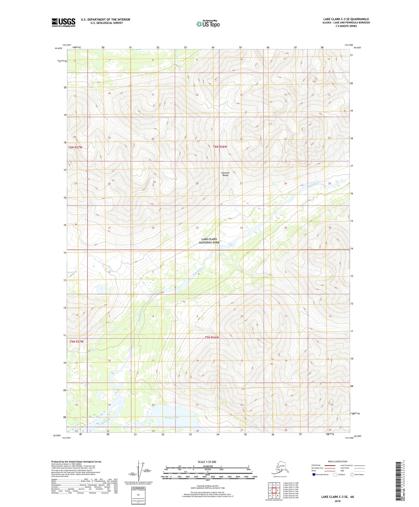 Lake Clark C-3 SE Alaska US Topo Map Image