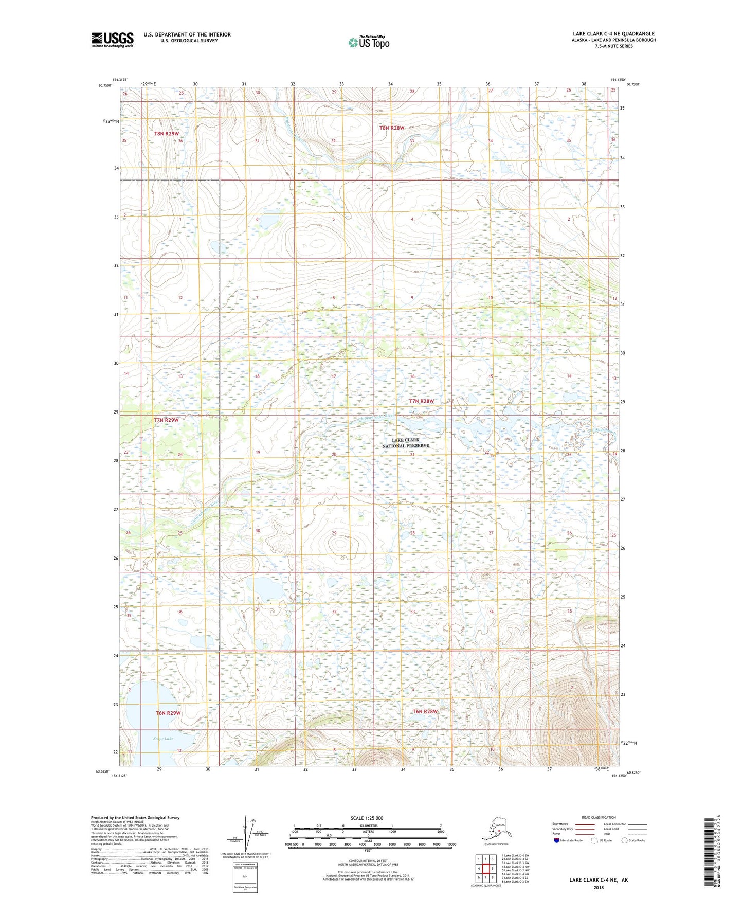 Lake Clark C-4 NE Alaska US Topo Map Image