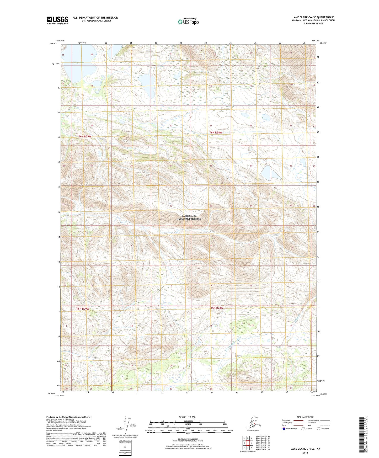 Lake Clark C-4 SE Alaska US Topo Map Image