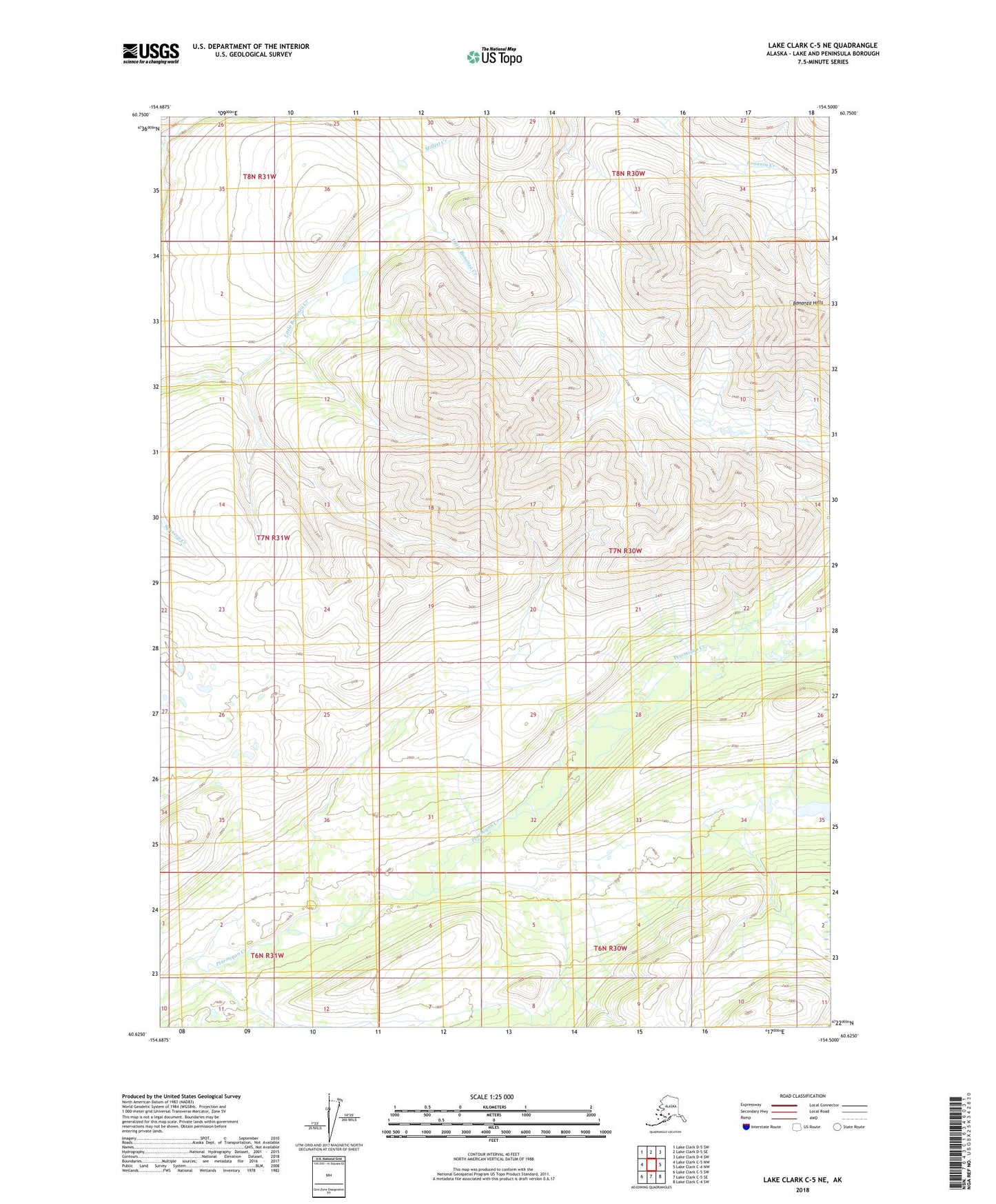 Lake Clark C-5 NE Alaska US Topo Map Image