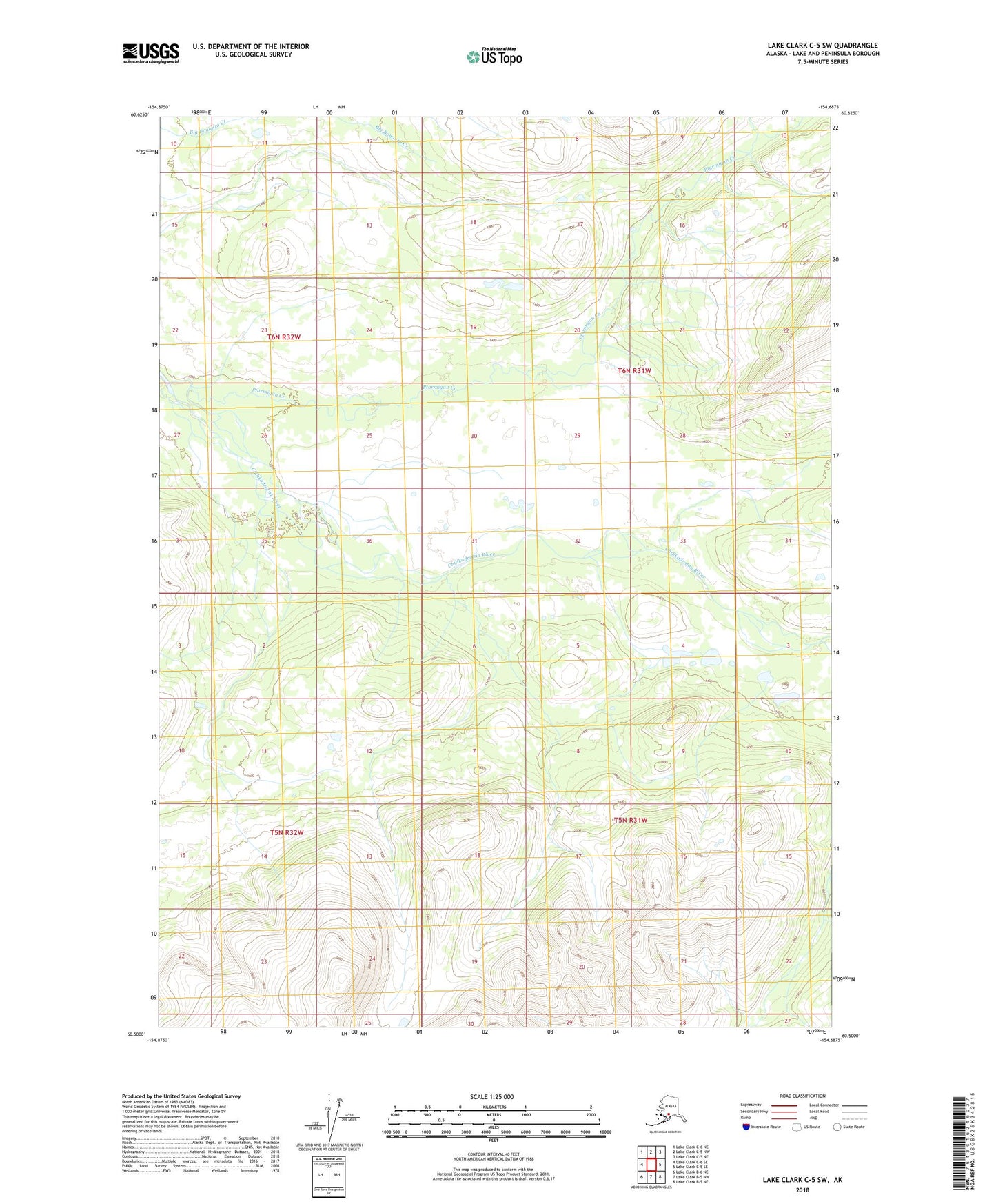Lake Clark C-5 SW Alaska US Topo Map Image