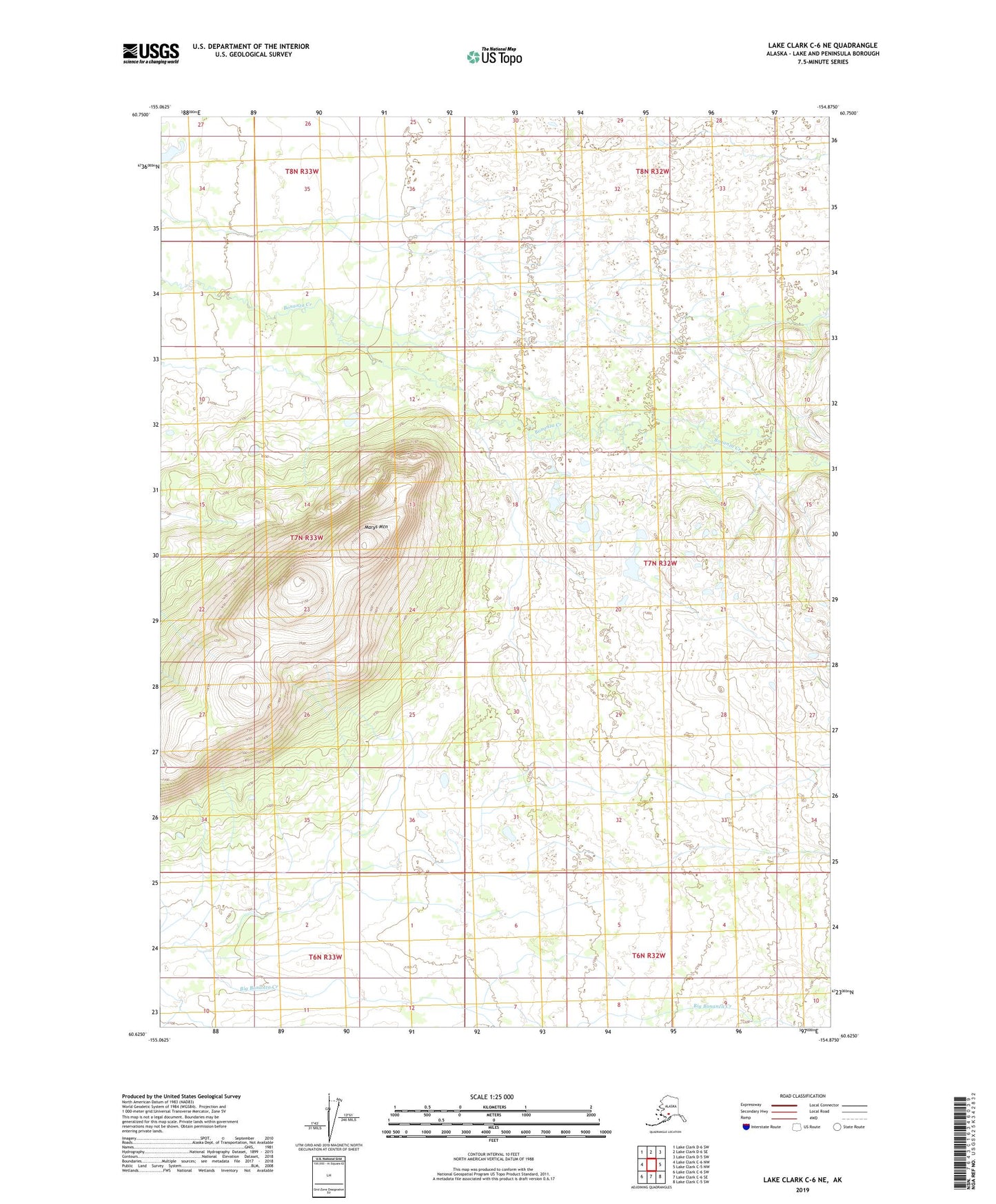 Lake Clark C-6 NE Alaska US Topo Map Image