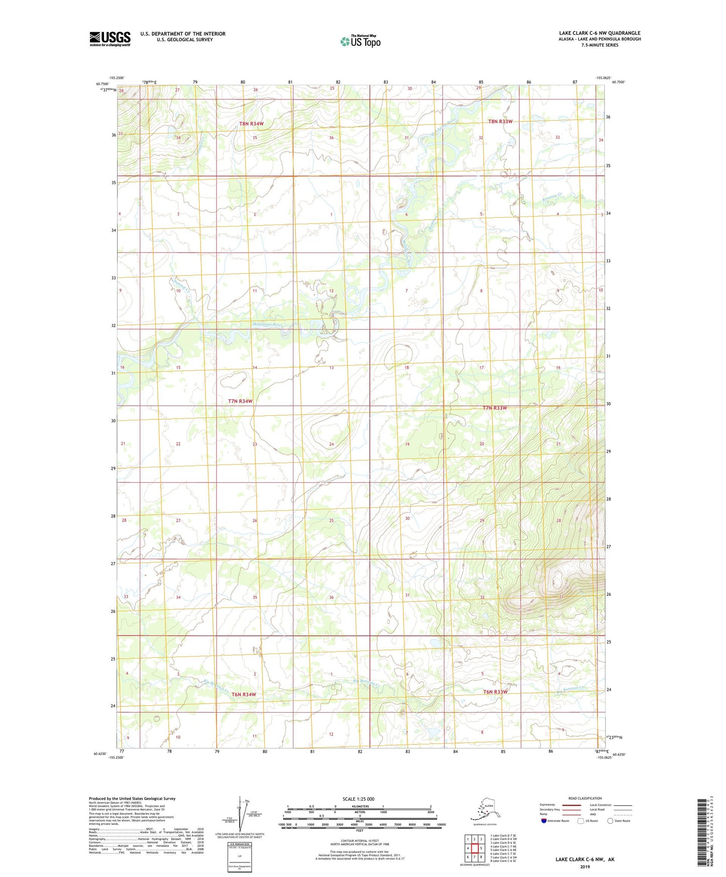Lake Clark C-6 NW Alaska US Topo Map Image