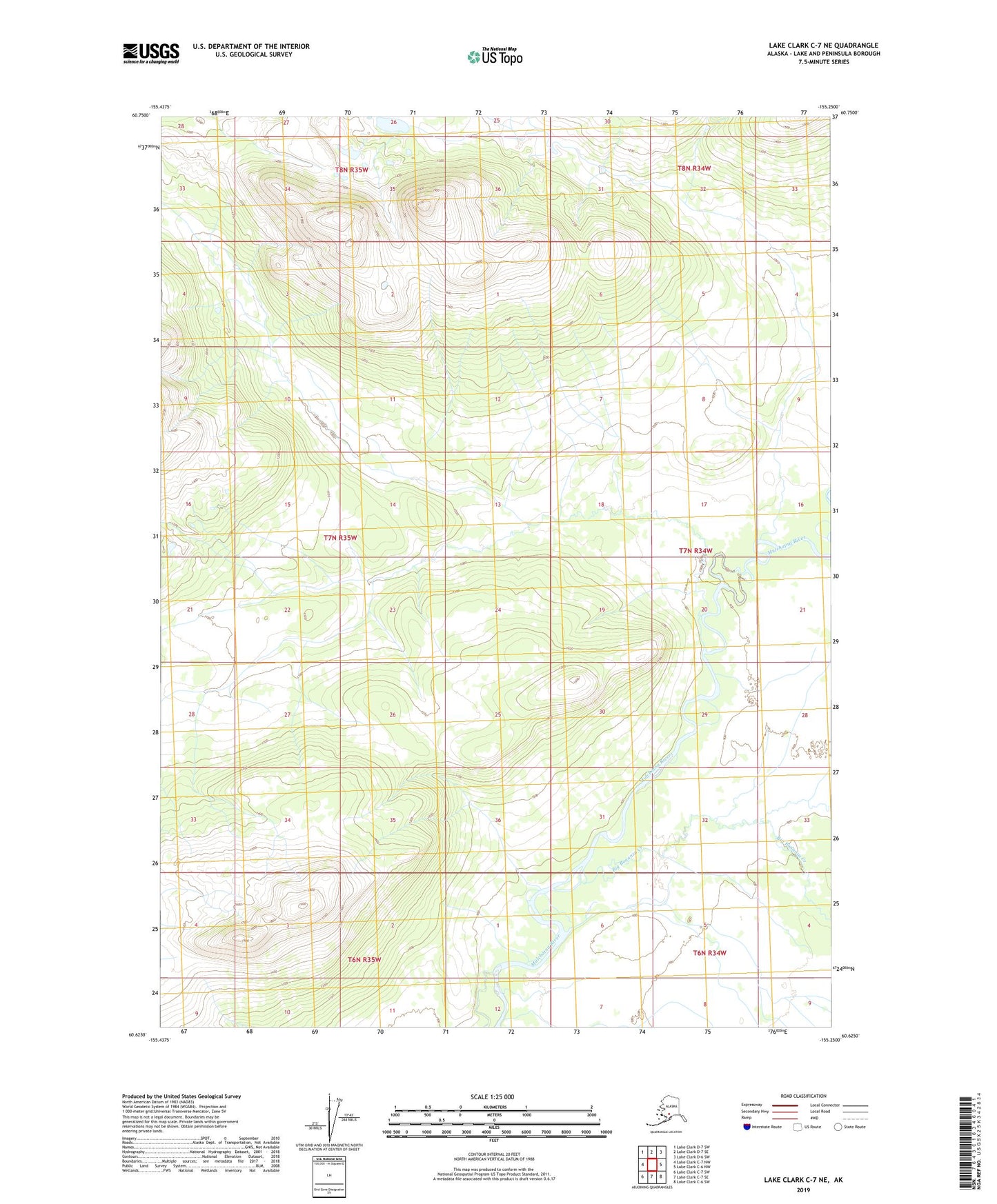 Lake Clark C-7 NE Alaska US Topo Map Image