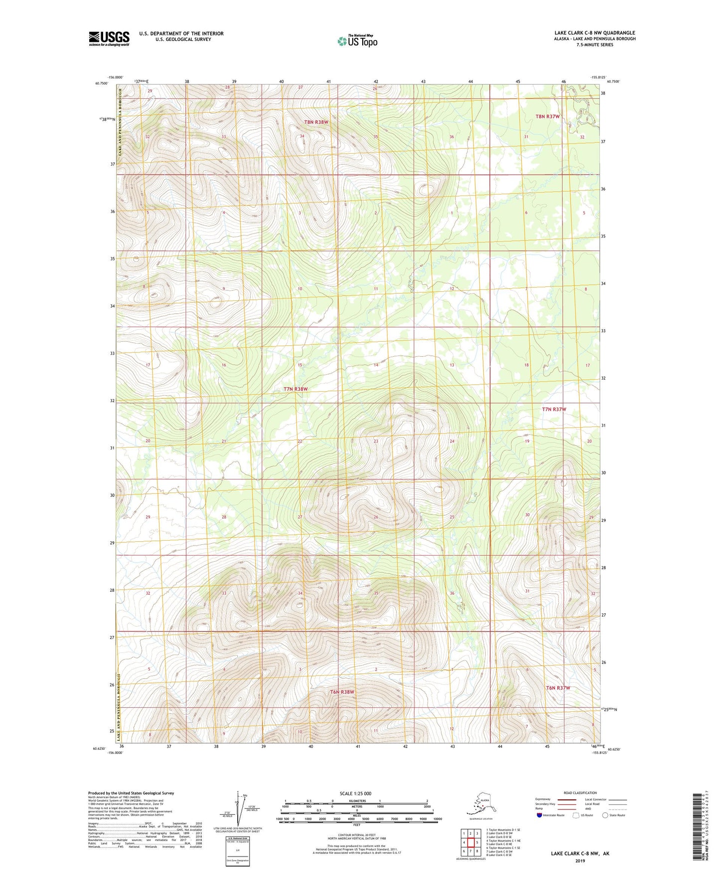 Lake Clark C-8 NW Alaska US Topo Map Image
