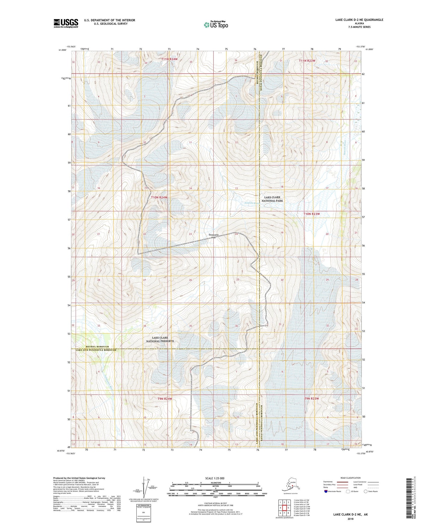 Lake Clark D-2 NE Alaska US Topo Map Image