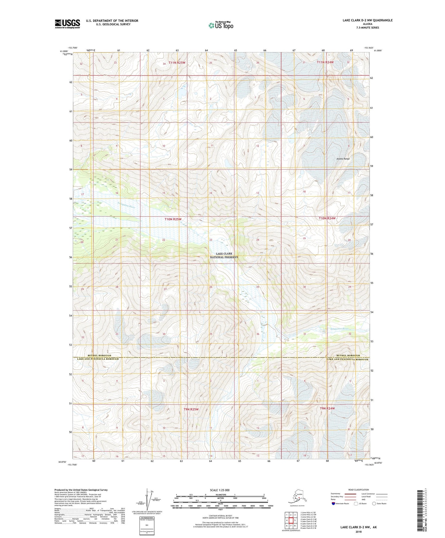 Lake Clark D-2 NW Alaska US Topo Map Image
