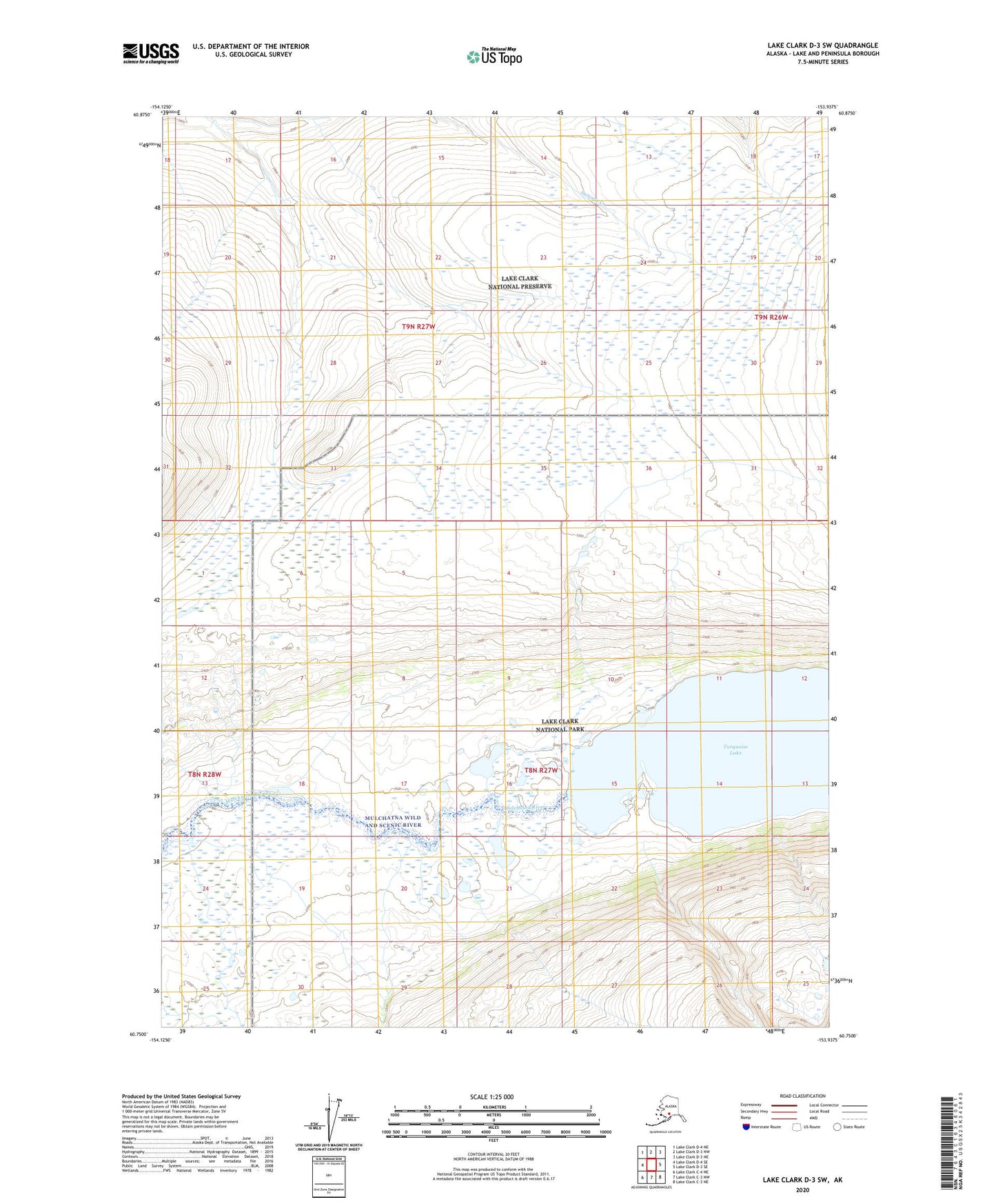 Lake Clark D-3 SW Alaska US Topo Map Image