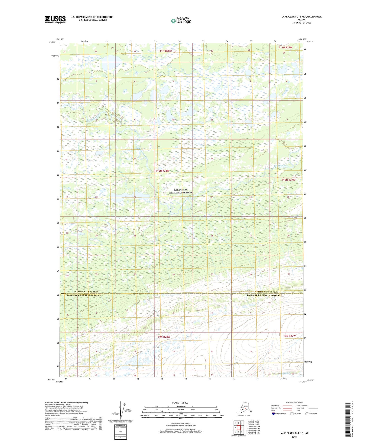Lake Clark D-4 NE Alaska US Topo Map Image