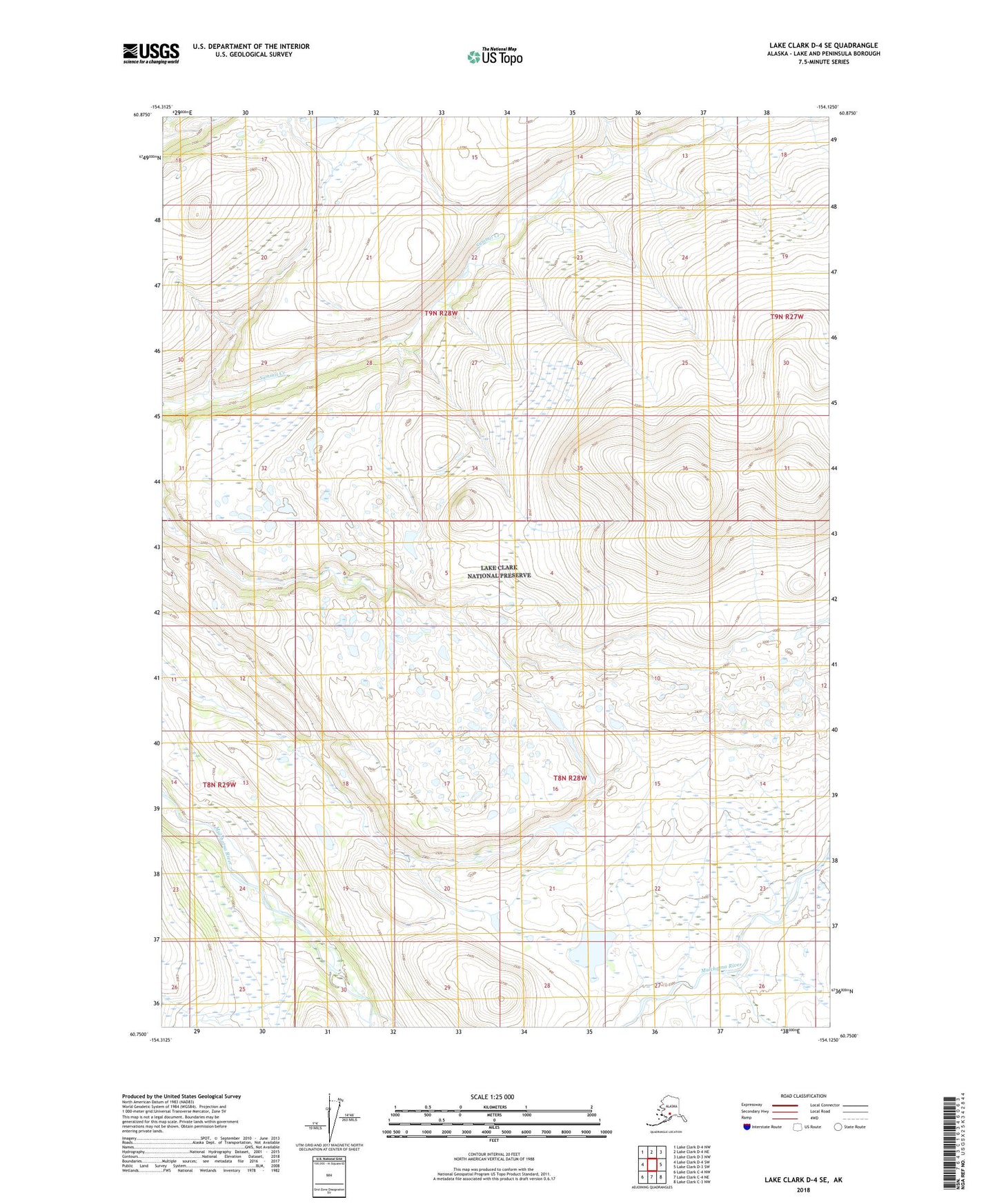 Lake Clark D-4 SE Alaska US Topo Map Image