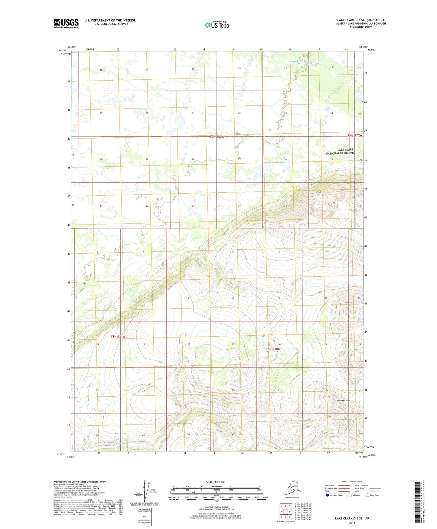 Lake Clark D-5 SE Alaska US Topo Map Image