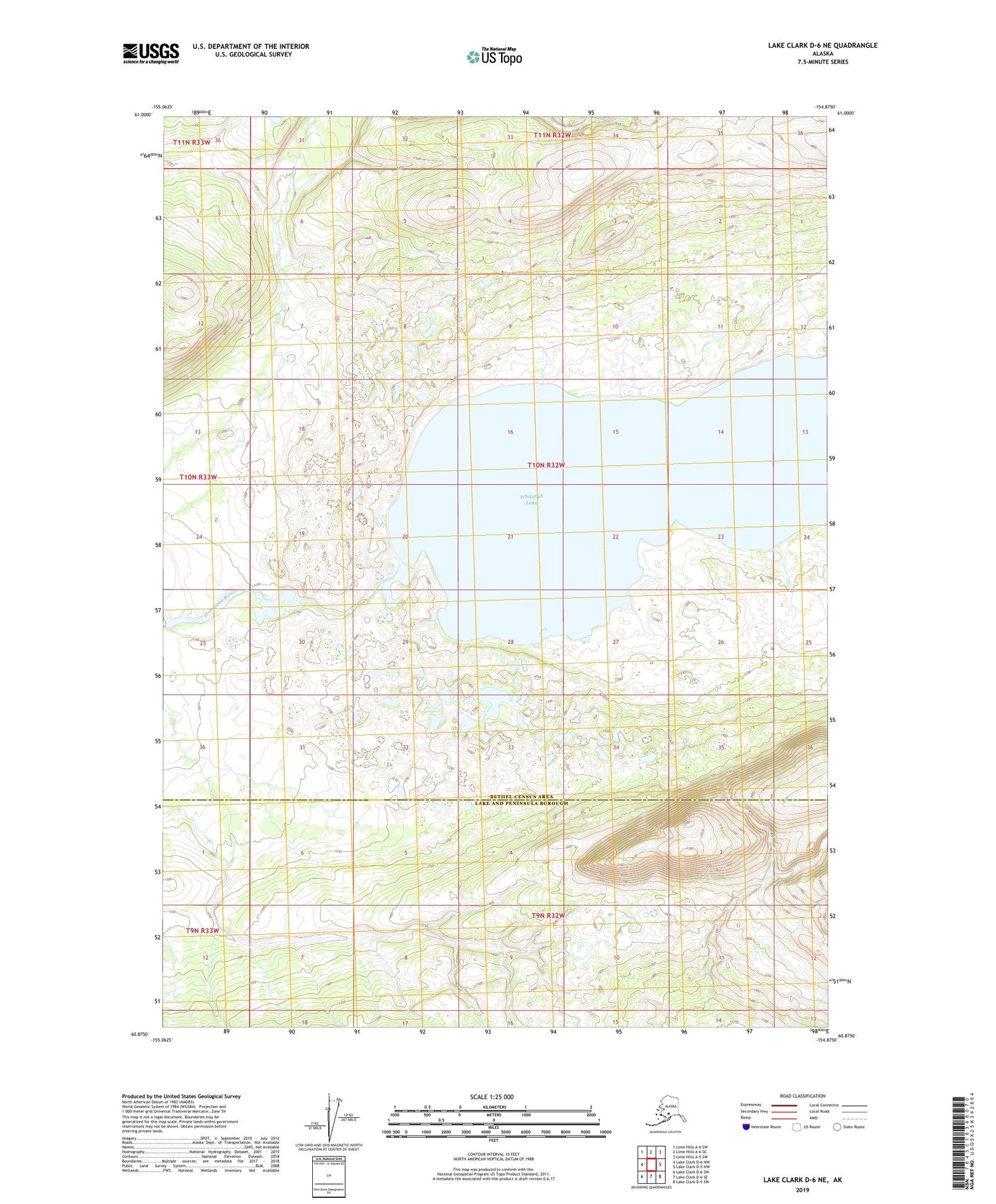 Lake Clark D-6 NE Alaska US Topo Map Image