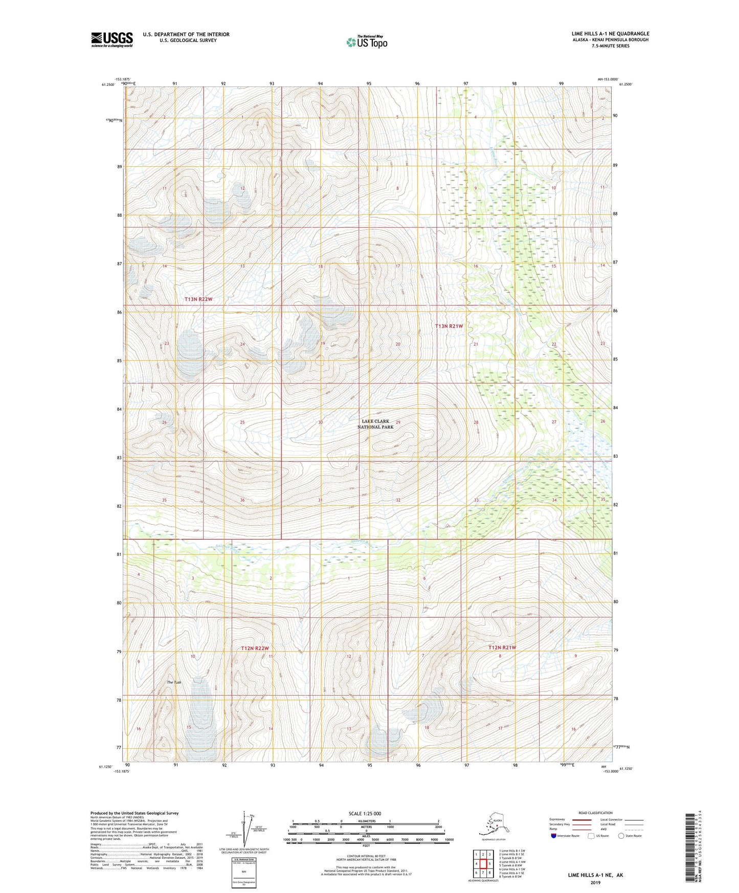 Lime Hills A-1 NE Alaska US Topo Map Image
