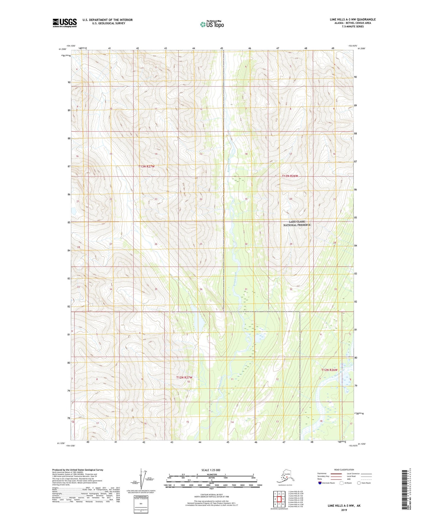 Lime Hills A-3 NW Alaska US Topo Map Image
