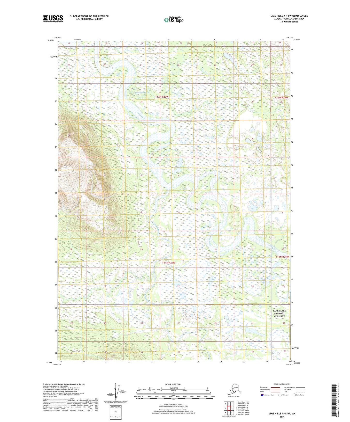 Lime Hills A-4 SW Alaska US Topo Map Image