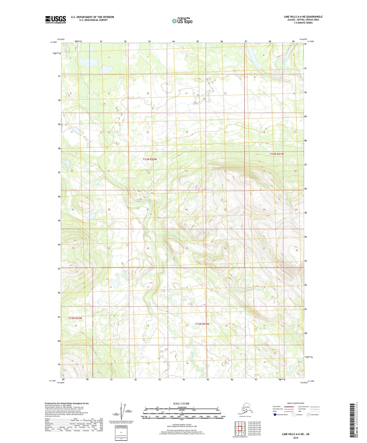 Lime Hills A-6 NE Alaska US Topo Map Image