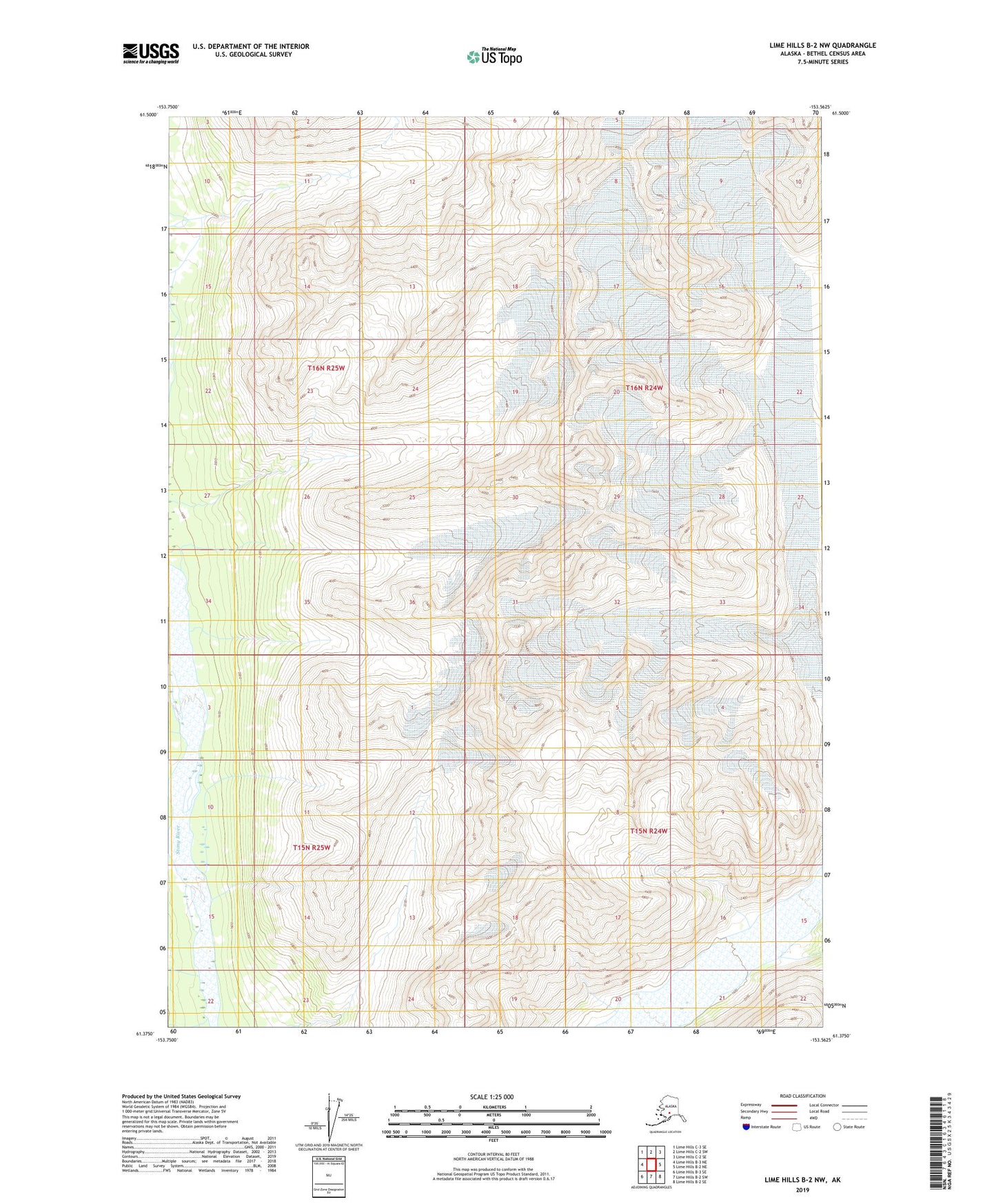 Lime Hills B-2 NW Alaska US Topo Map Image