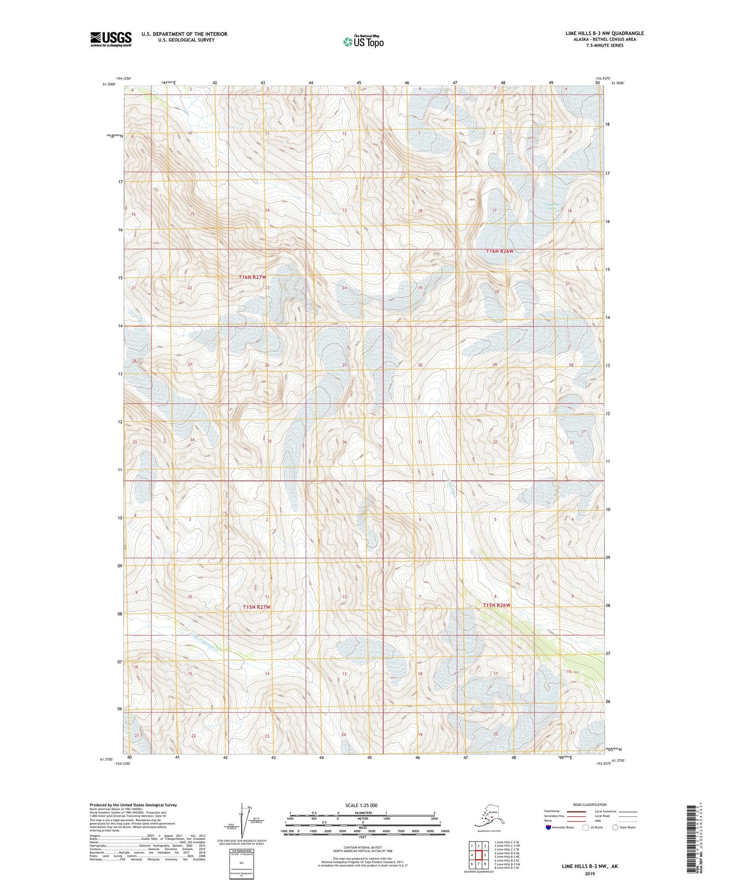 Lime Hills B-3 NW Alaska US Topo Map Image