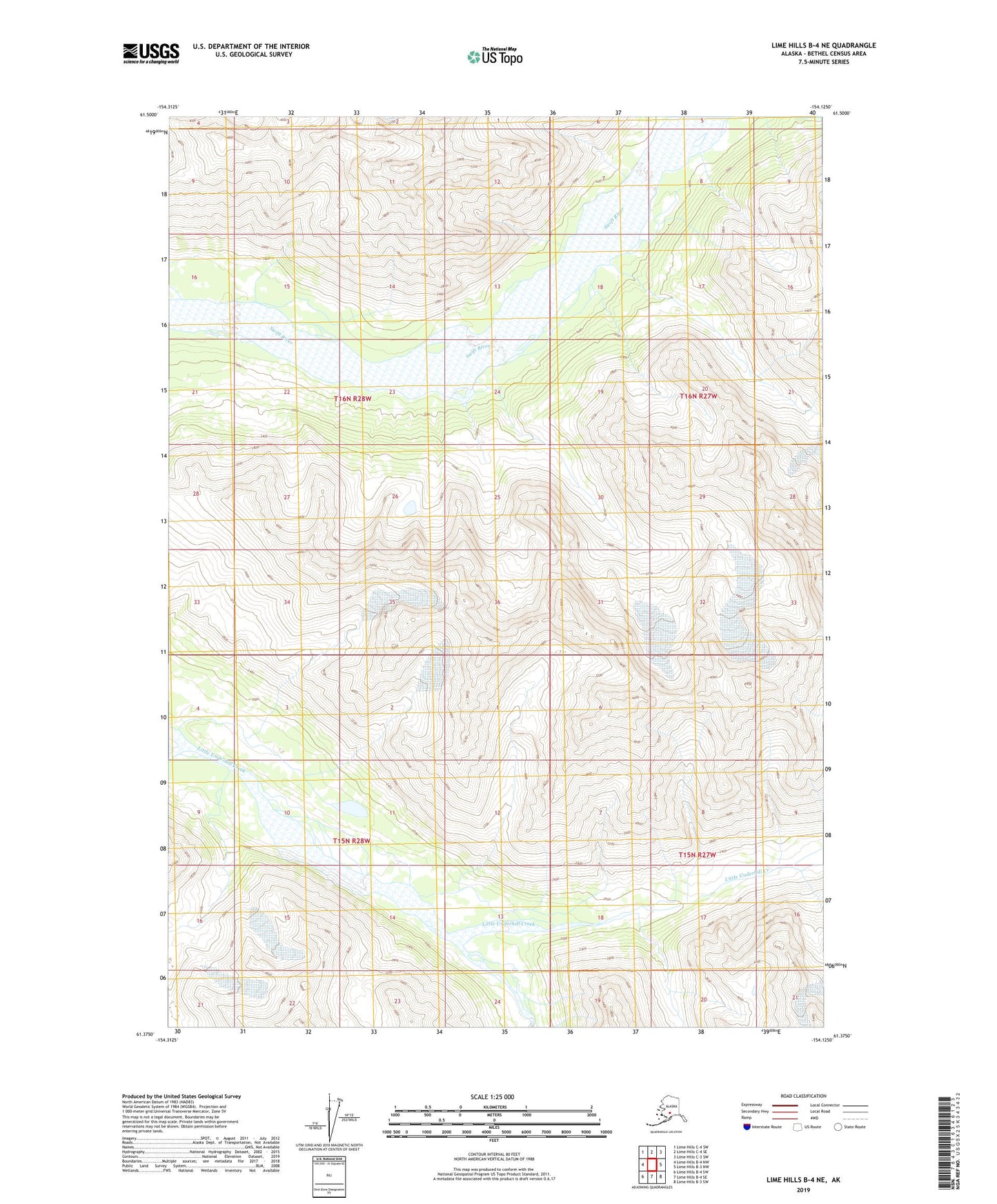 Lime Hills B-4 NE Alaska US Topo Map Image