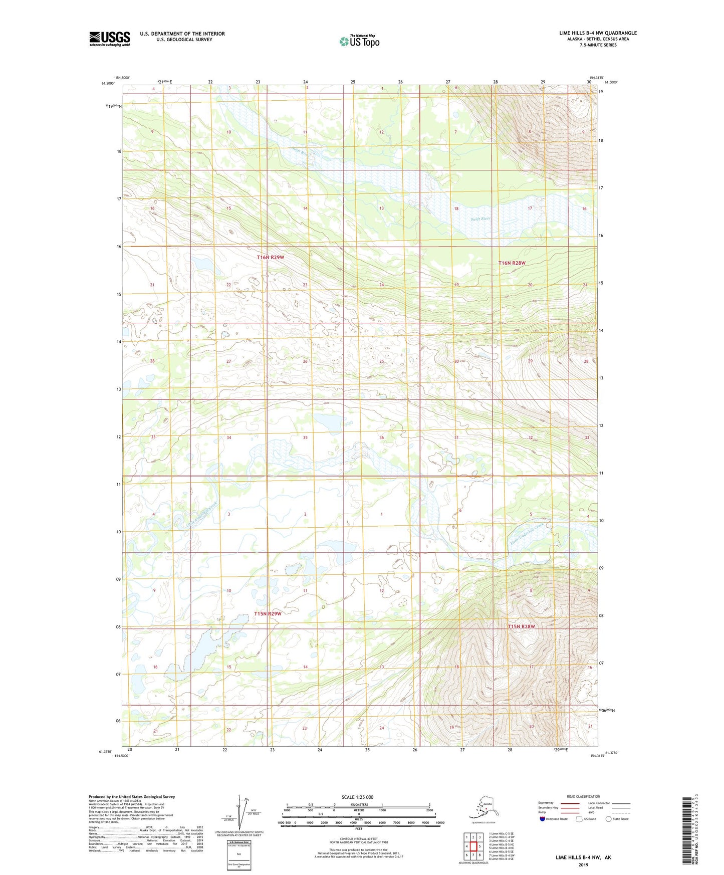 Lime Hills B-4 NW Alaska US Topo Map Image