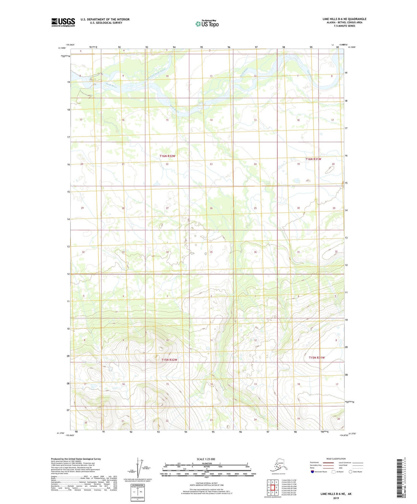 Lime Hills B-6 NE Alaska US Topo Map Image
