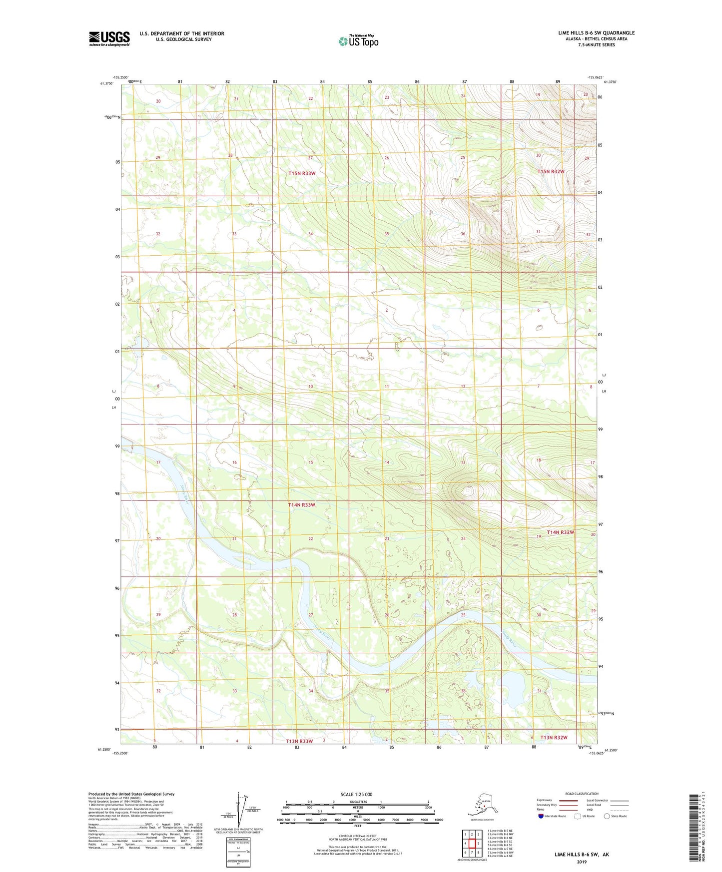 Lime Hills B-6 SW Alaska US Topo Map Image