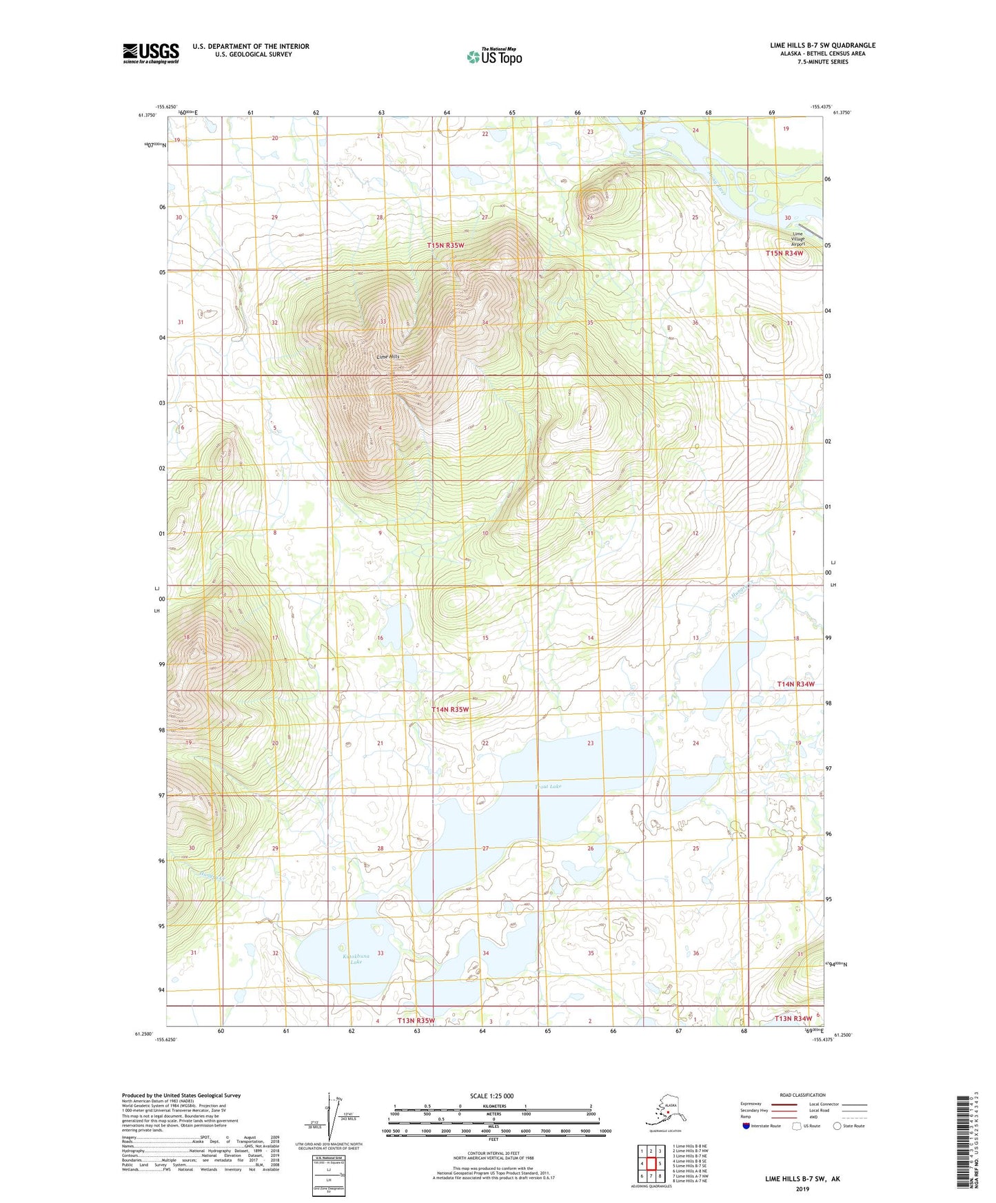 Lime Hills B-7 SW Alaska US Topo Map Image