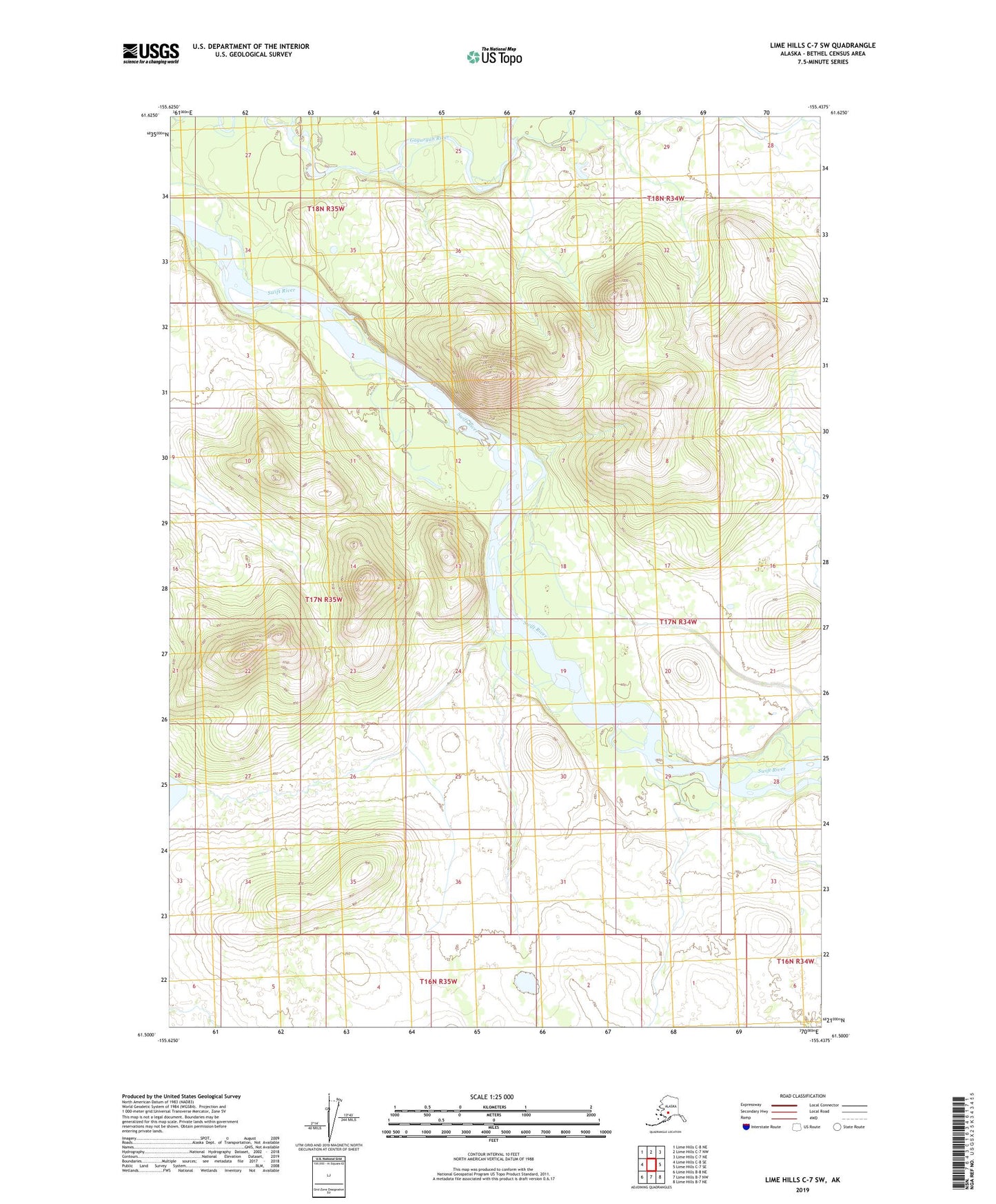 Lime Hills C-7 SW Alaska US Topo Map Image